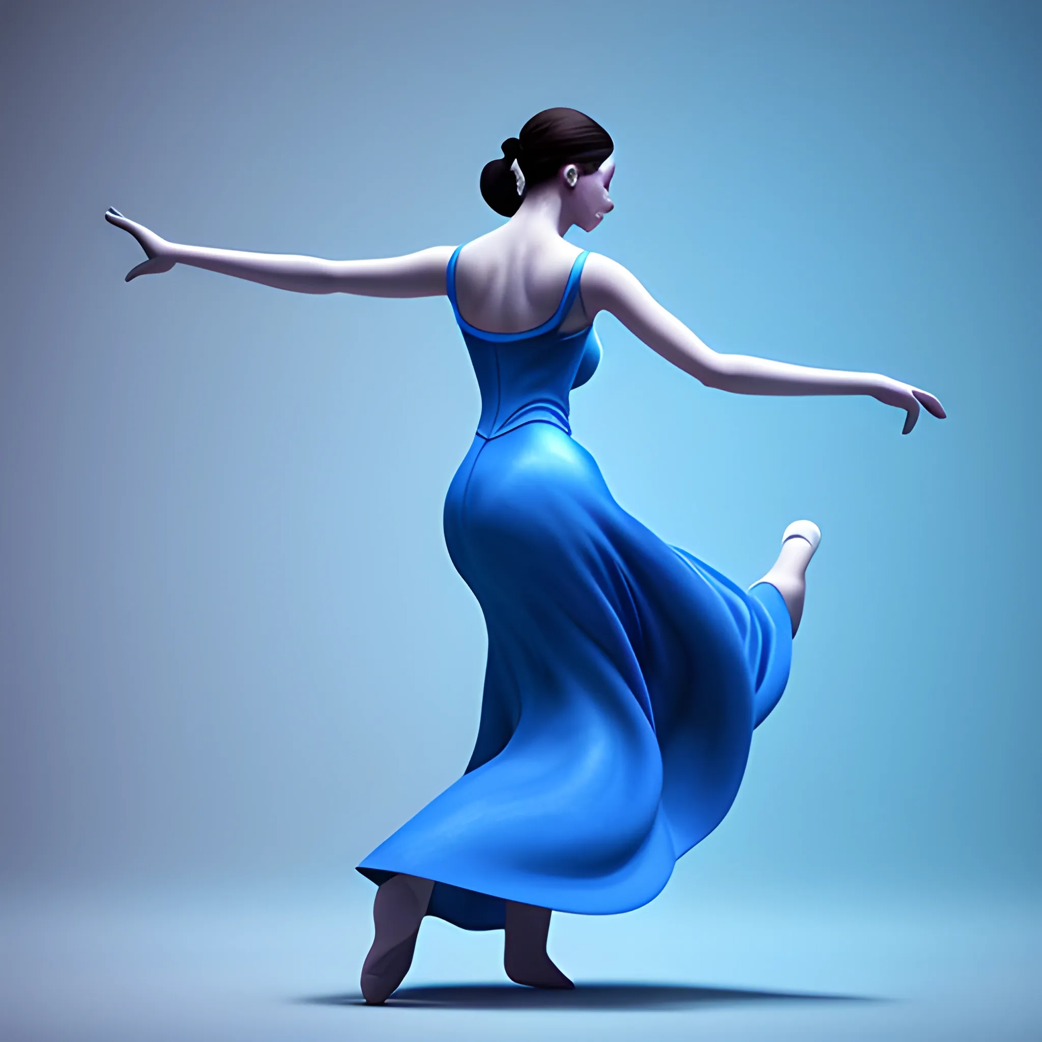 painting with a woman to dance and have dence movement minimal elements and baroc colors all scale of blue 
fantasy, 8k, high resolution, high quality, 3D