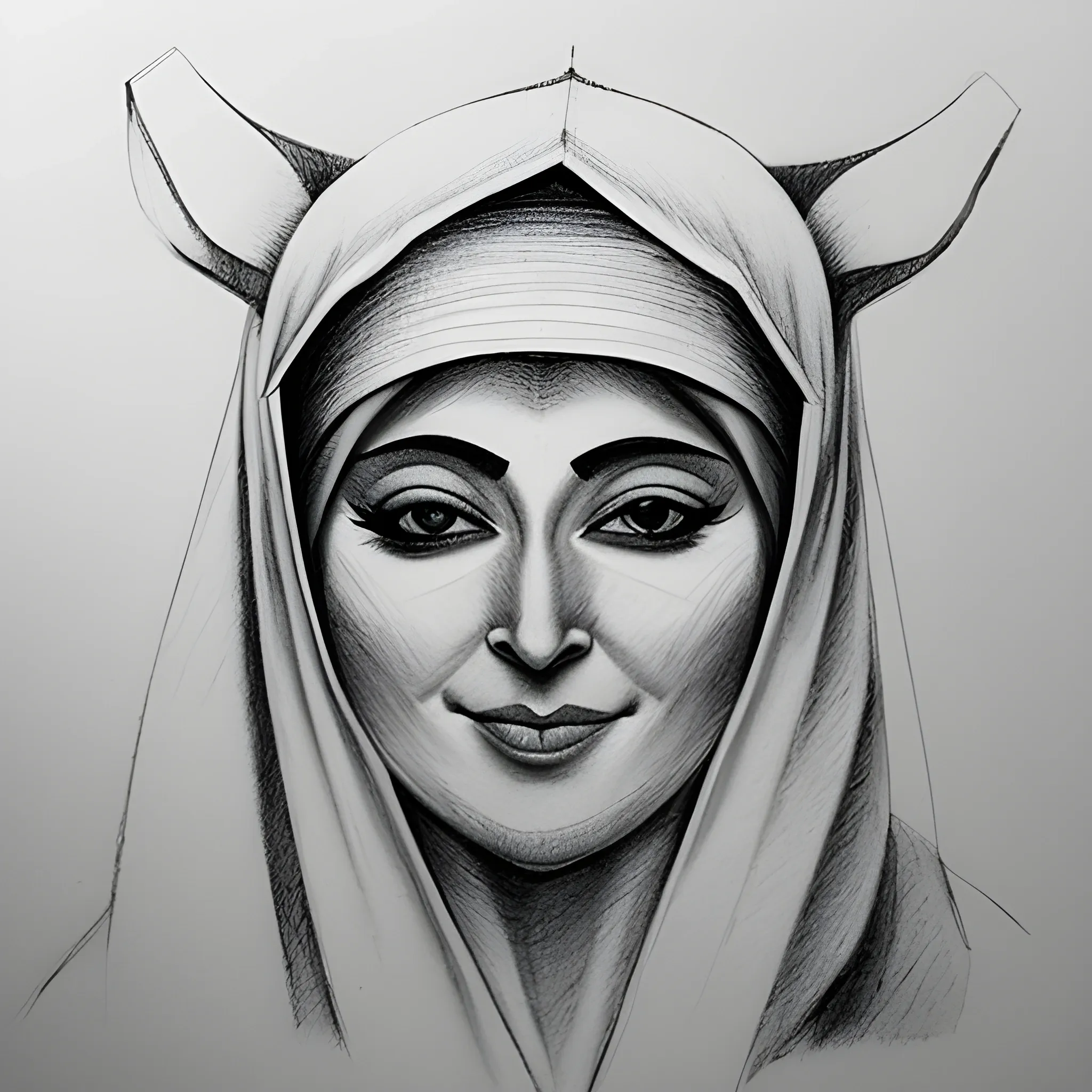 mulher suja de lama e suor rir nervosamente, Pencil Sketch