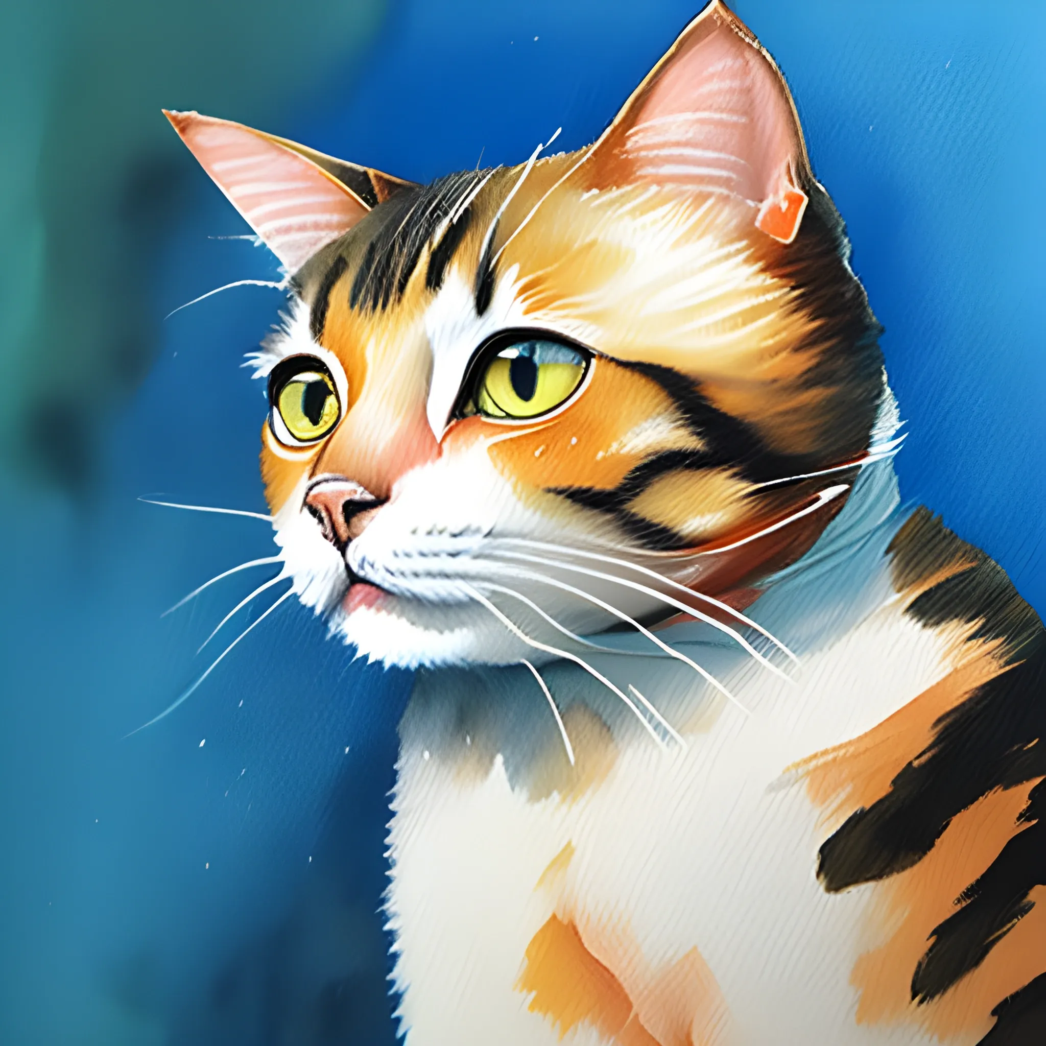 A CAT, Oil Painting, Water Color