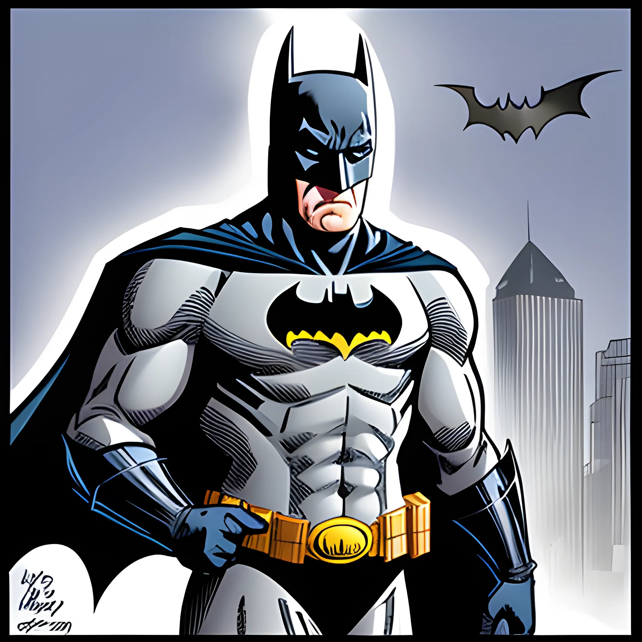 Batman in a silver and tactical suit, Cartoon