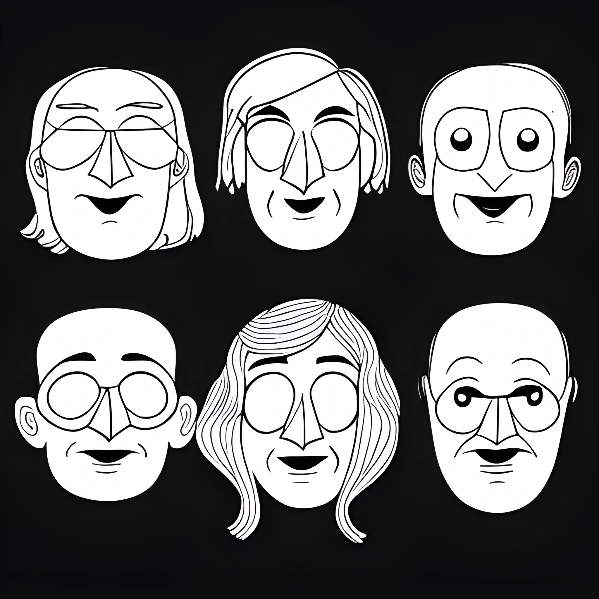 outline of faces, wallpaper, Cartoon