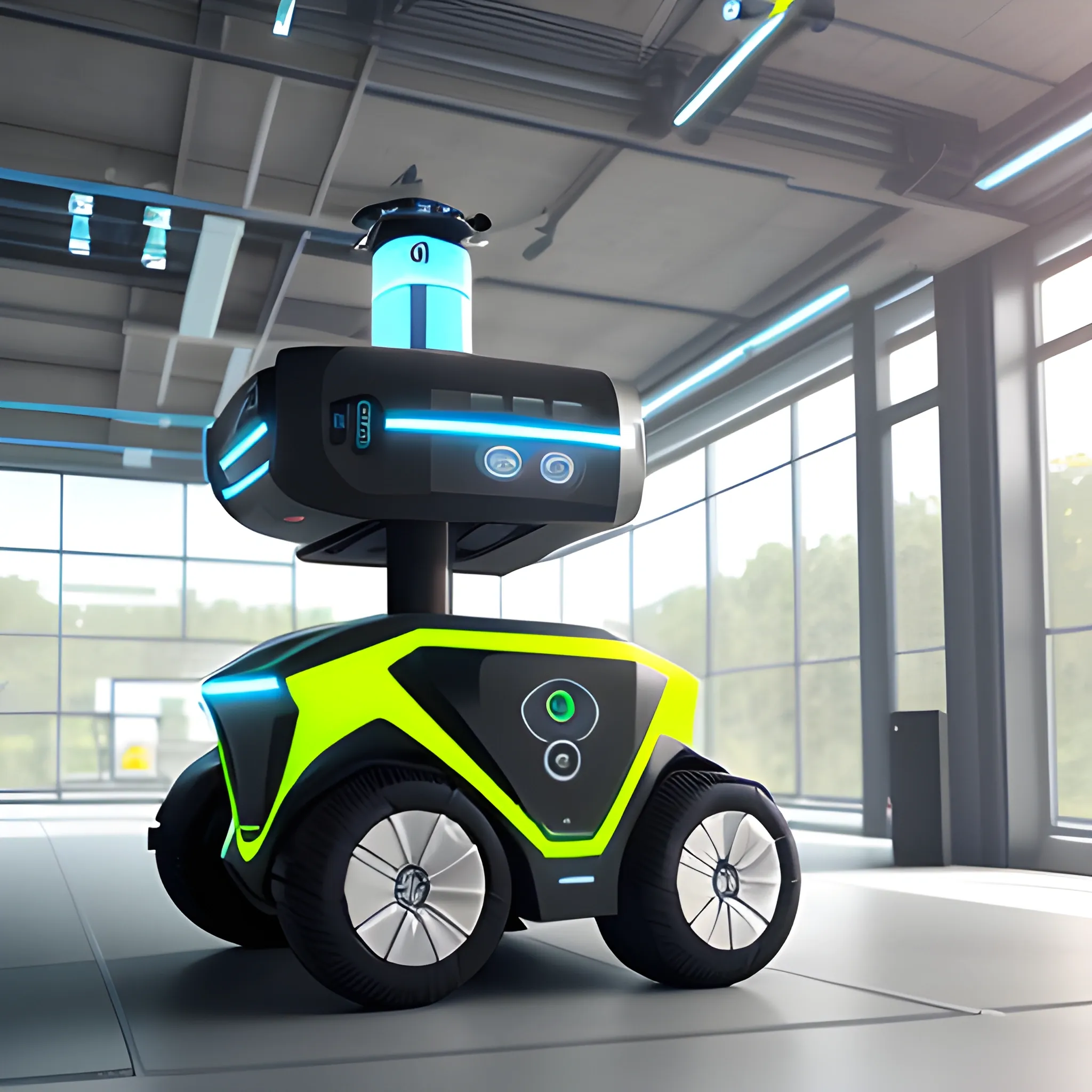 Charging station robot for electric vehicle. industrial design inspiration. Unreal engine render, natural lighting, future design， science fiction