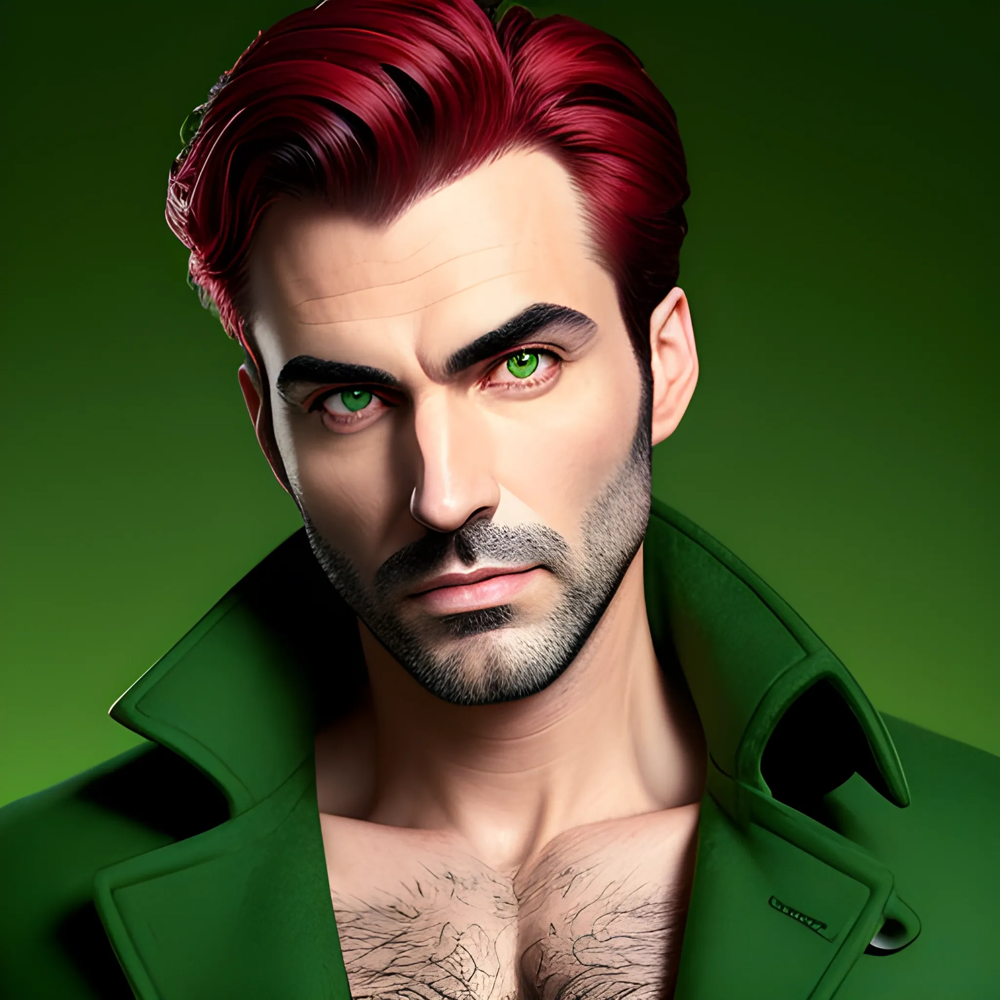 (a boy, straight, looking at the viewer), (charming) detailed eyes, normal hair, (curiosity, confidence) in the gaze, (relaxed, open) facial expression, (young, smooth) skin, attire (casual, red coat with black), pose (00), background (completely green), texture (high resolution, detailed), (studio lighting, perfect contrast), lighting (soft, natural) and shadows/ without posing/ change/ green background ., Anime