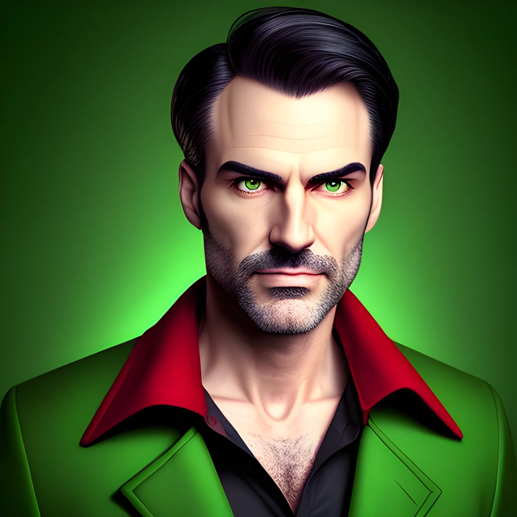 (a boy, straight, looking at the viewer), (charming) detailed eyes, normal hair, (curiosity, confidence) in the gaze, (relaxed, open) facial expression, (young, smooth) skin, attire (casual, red coat with black), pose (00), background (completely green), texture (high resolution, detailed), (studio lighting, perfect contrast), lighting (soft, natural) and shadows/ without posing/ change/ green background ., , Cartoon, Trippy