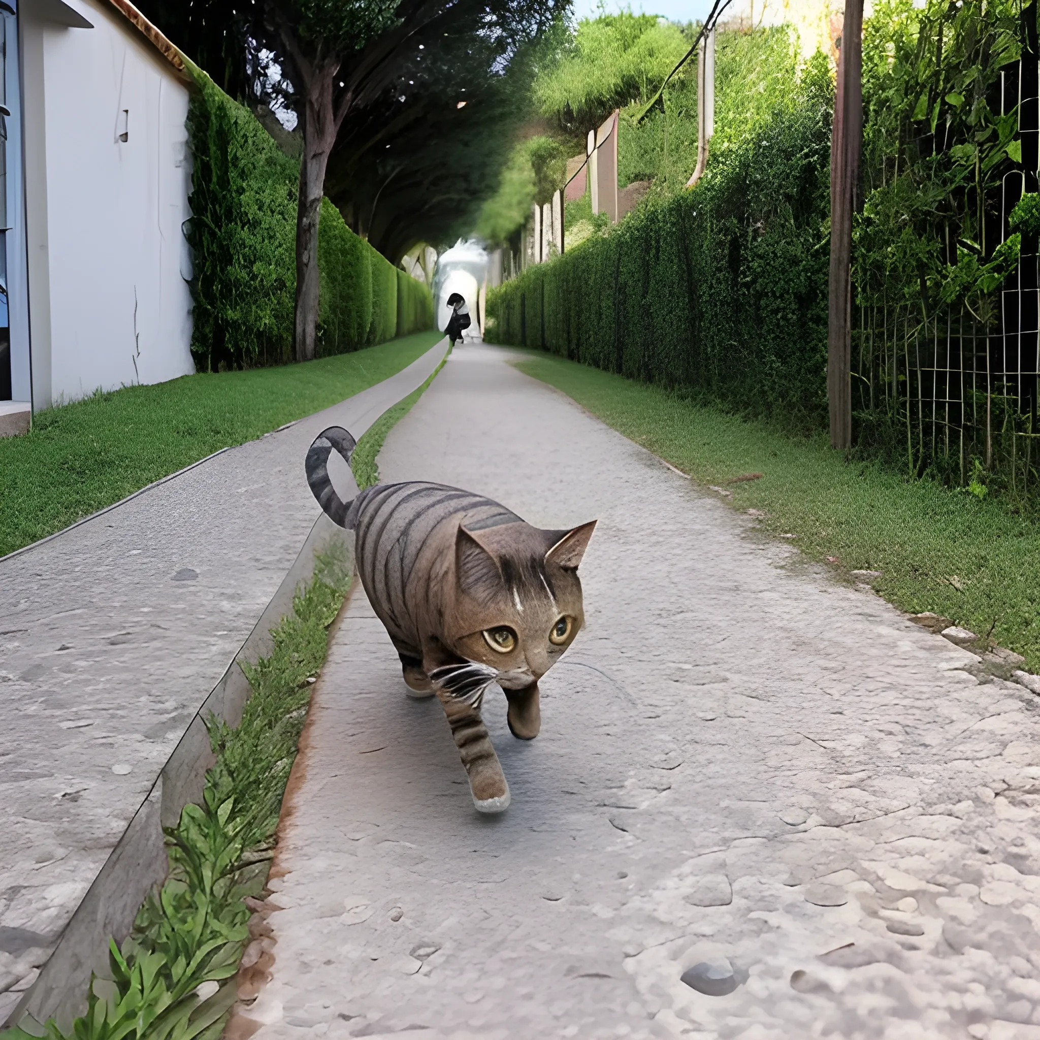 gato caminando como humano