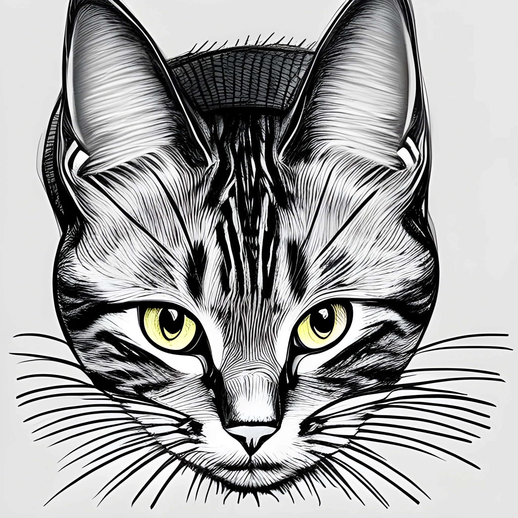 dibujo en lineas de un gato parado como humano