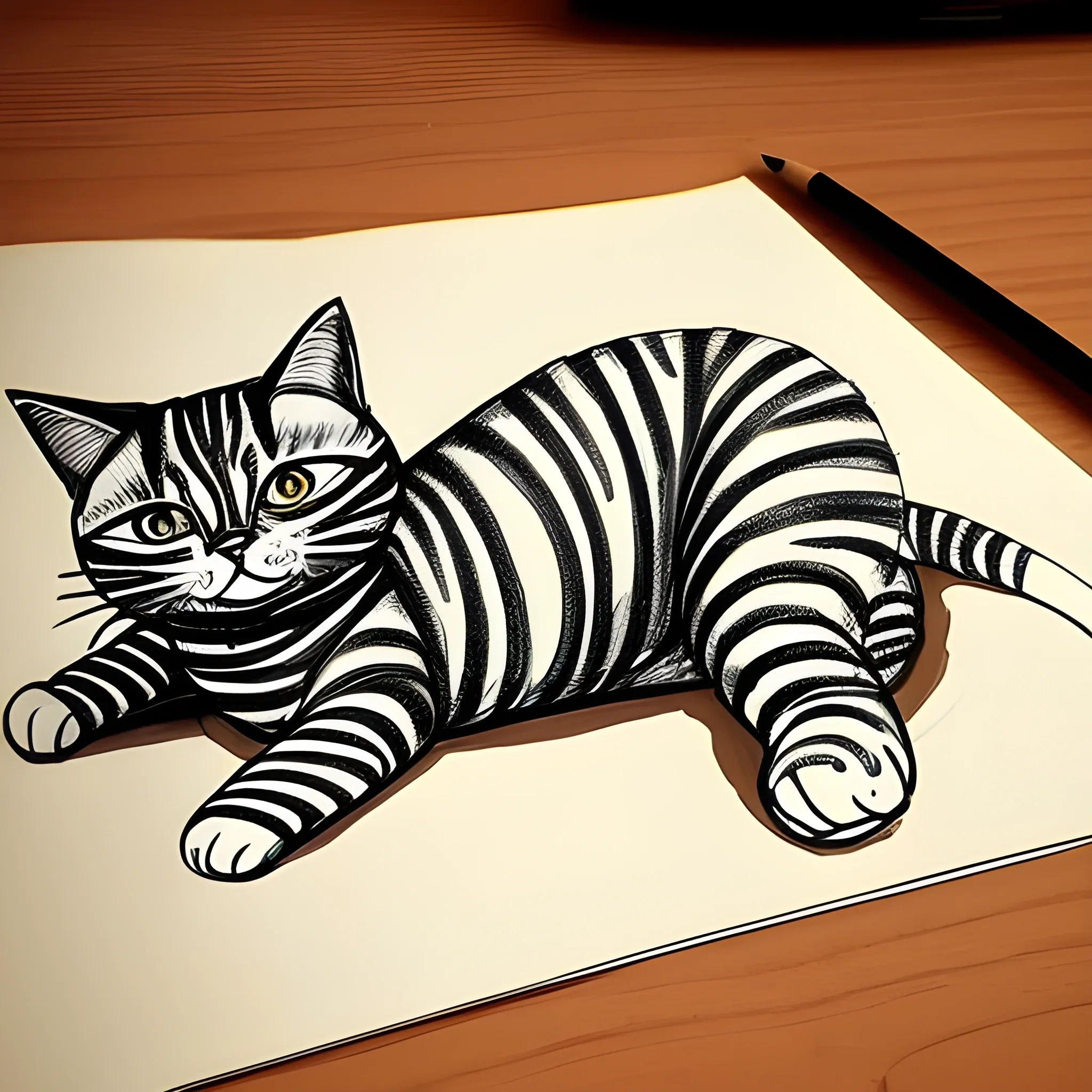 dibujo en lineas de un gato de pie como humano