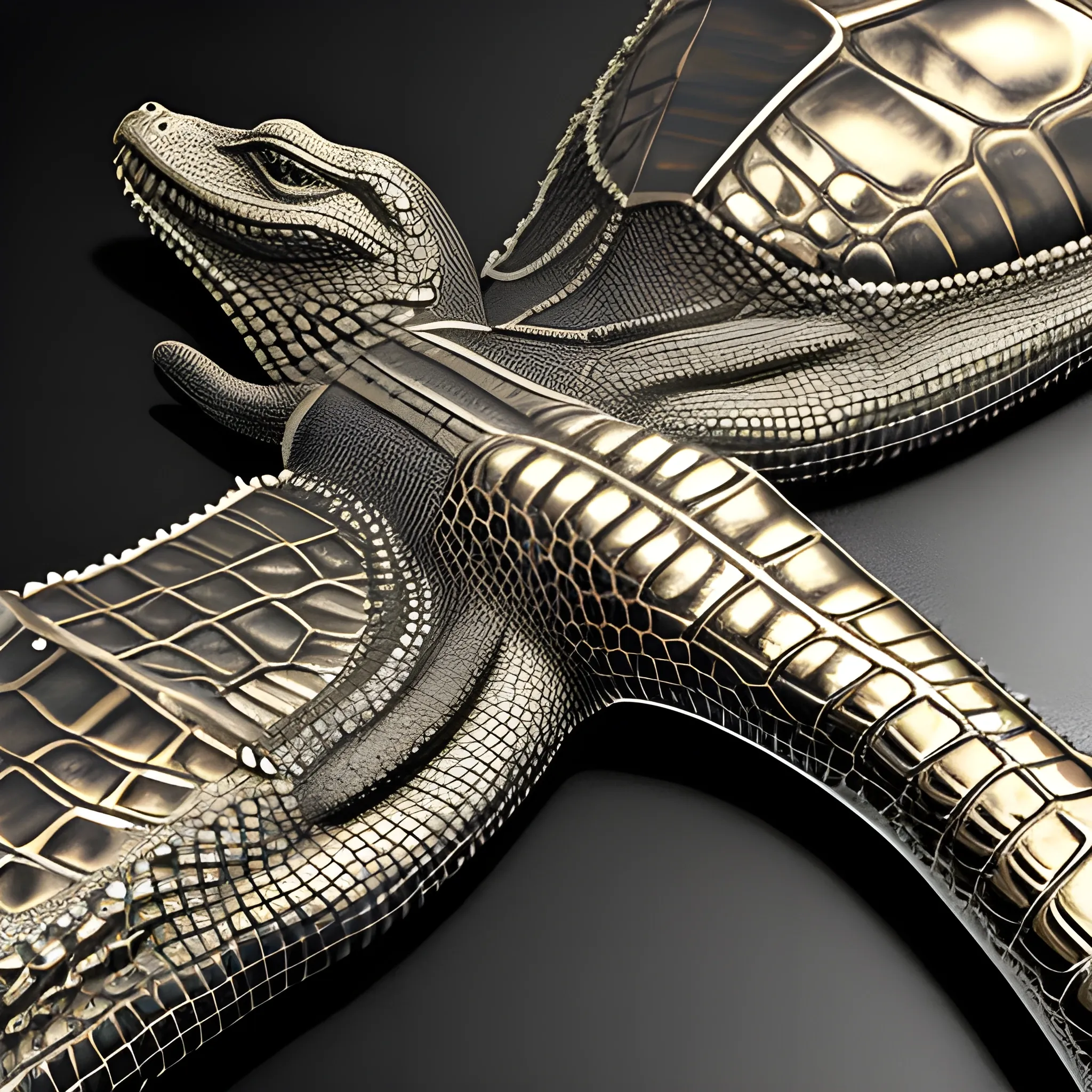 3D Liquid metal crocodile  skin  woman texture detailed part seamless