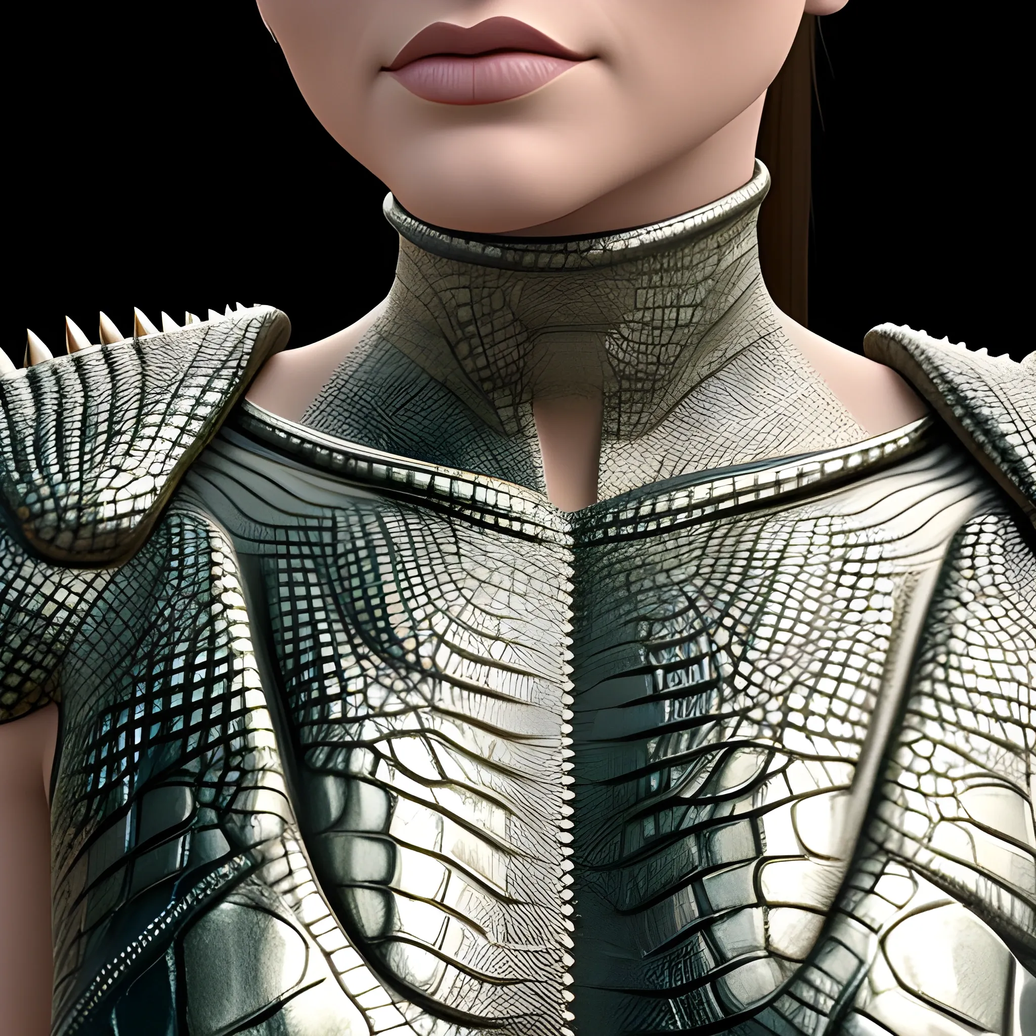 woman with 3D Liquid metal crocodile  skin  texture detailed part seamless