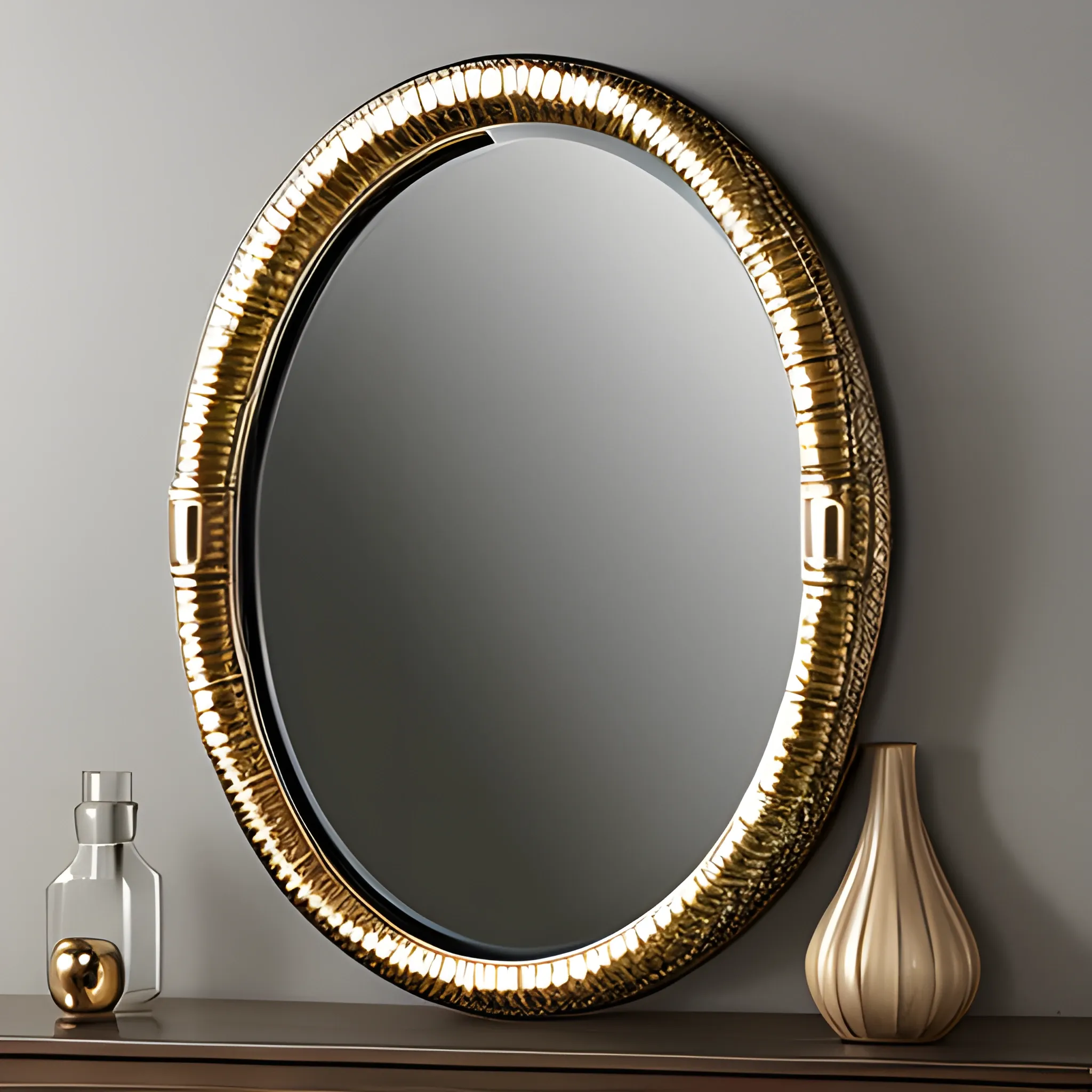 mirror with Liquid metal crocodile  skin  