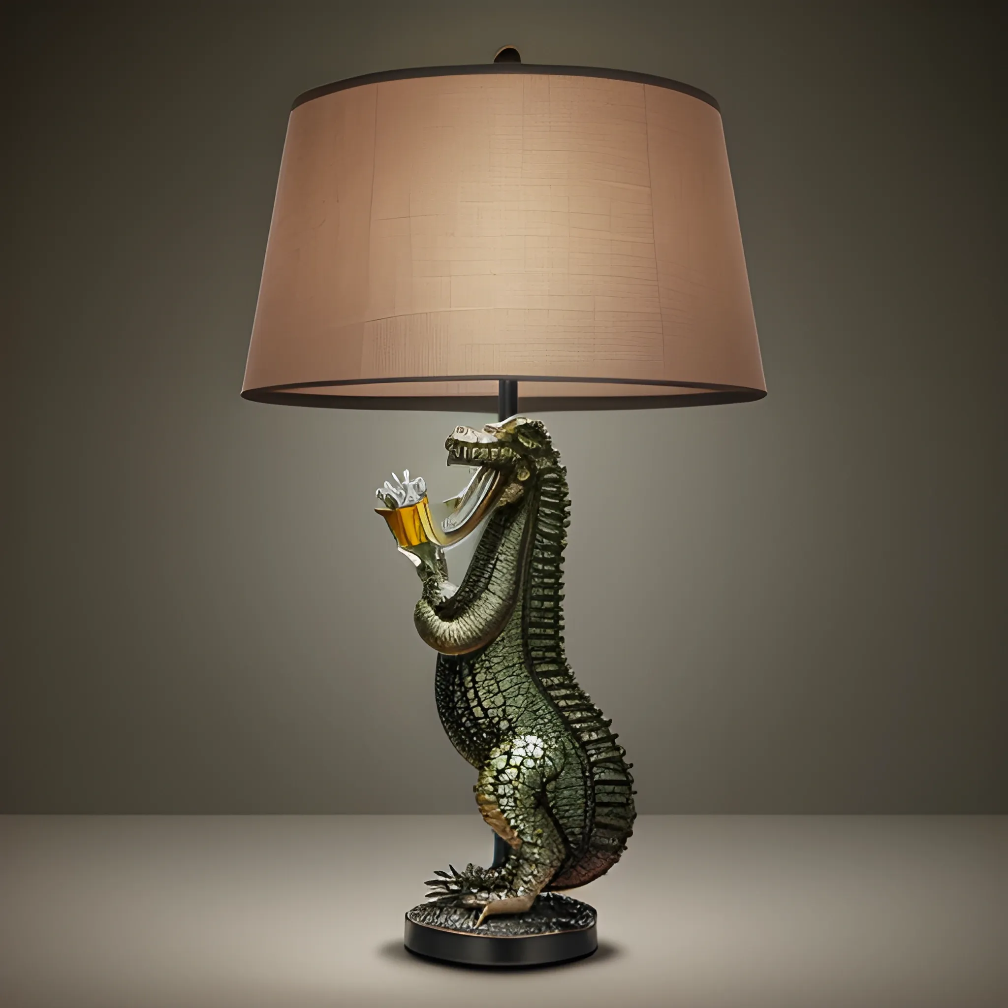 lamp with Liquid metal crocodile  skin  