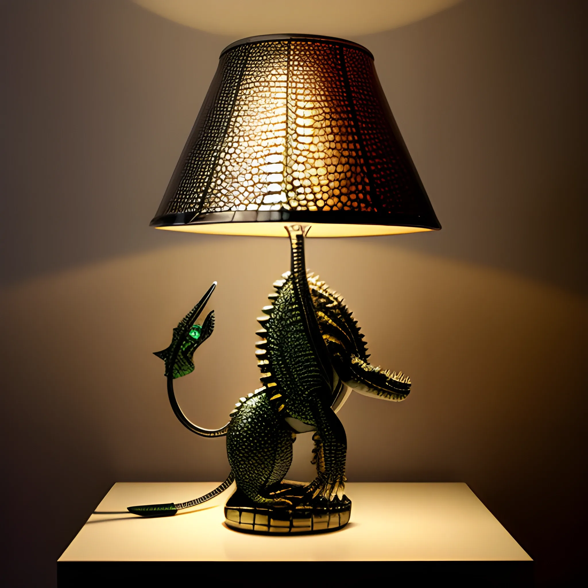 lamp with Liquid metal crocodile  skin  