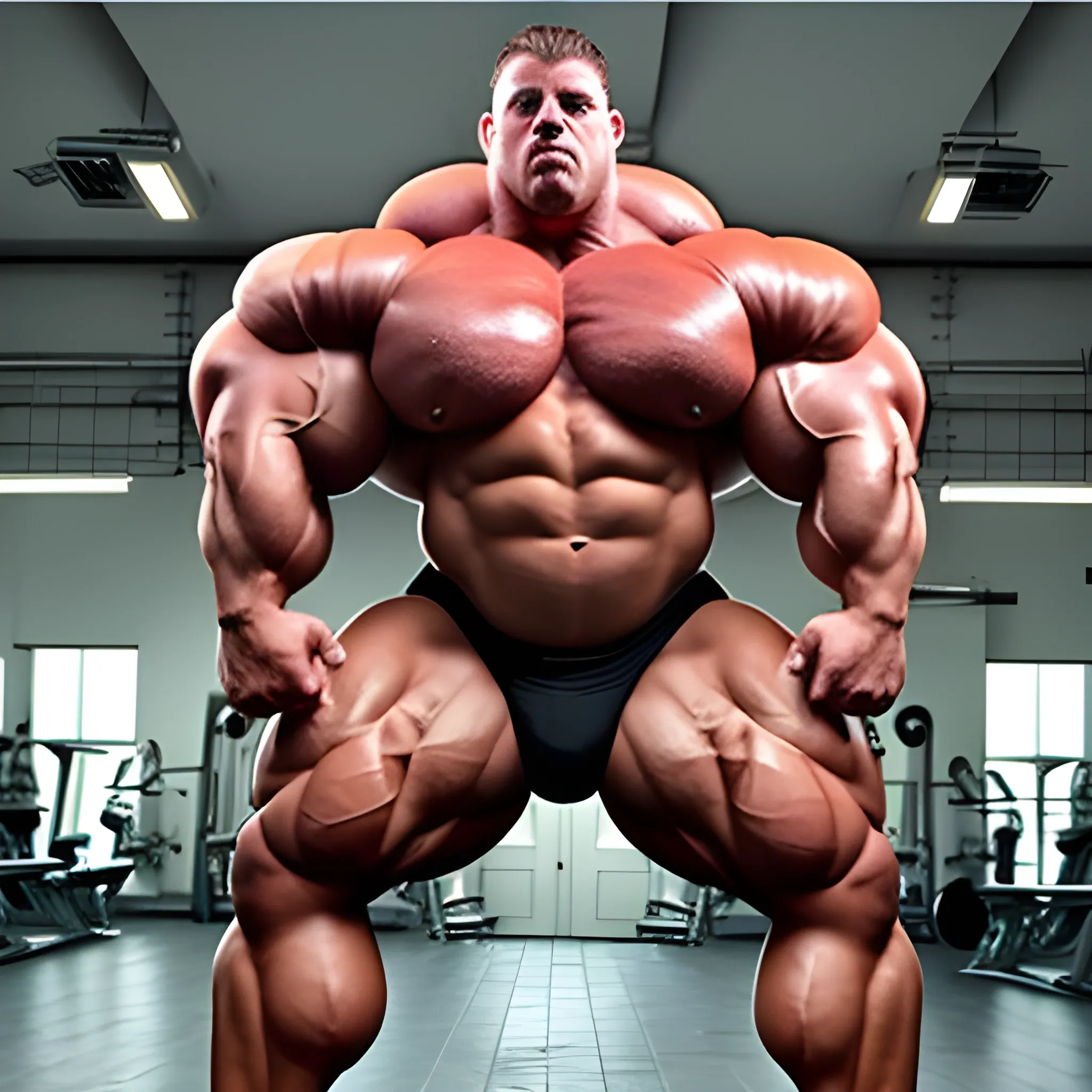 3-meters,  muscle morph, 3000 lbs bodybuilder, gigantic 300 inches biceps, huge biceps, 300 inches enormous triceps, enormous forearms, gigantic traps, 300 inches chest, 