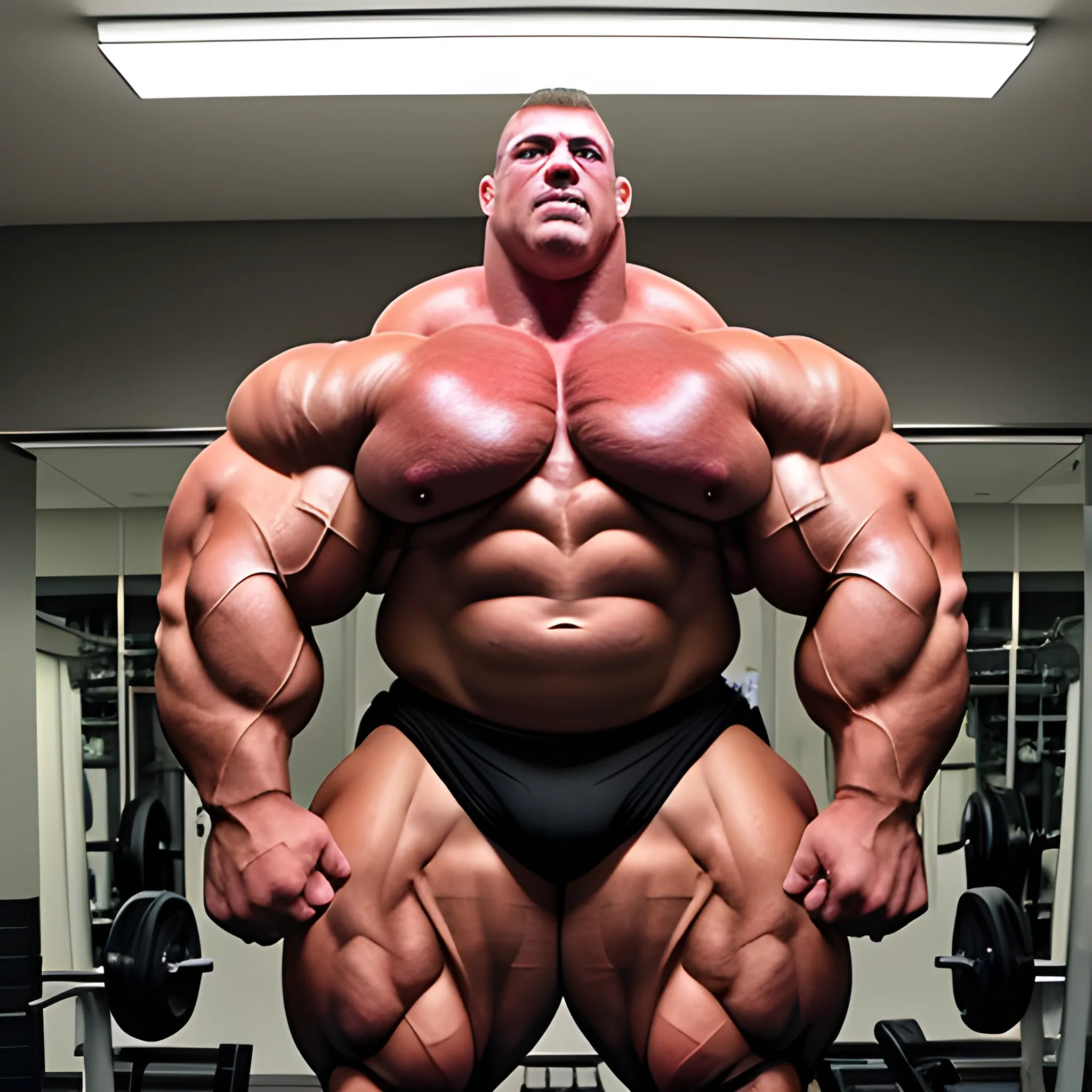 3-meters,  muscle morph, 3000 lbs bodybuilder, gigantic 300 inches biceps, huge biceps, 300 inches enormous triceps, enormous forearms, gigantic traps, 300 inches chest, 