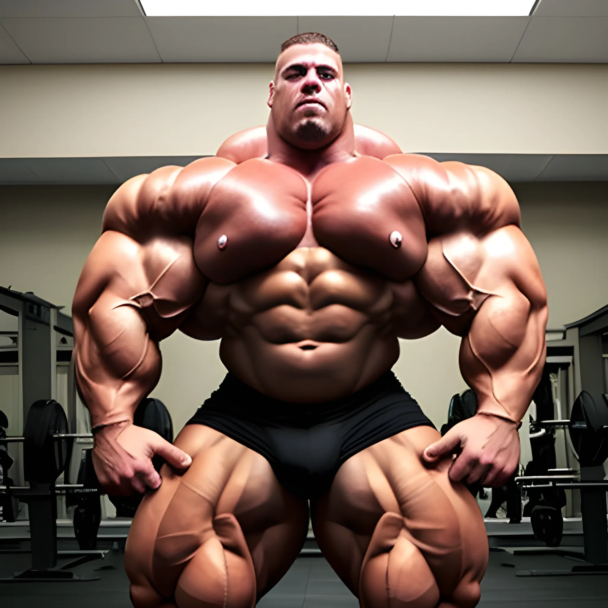 3-meters,  muscle morph, 3000 lbs bodybuilder, gigantic 300 inches biceps, huge biceps, 300 inches enormous triceps, enormous forearms, gigantic traps, 300 inches chest, 