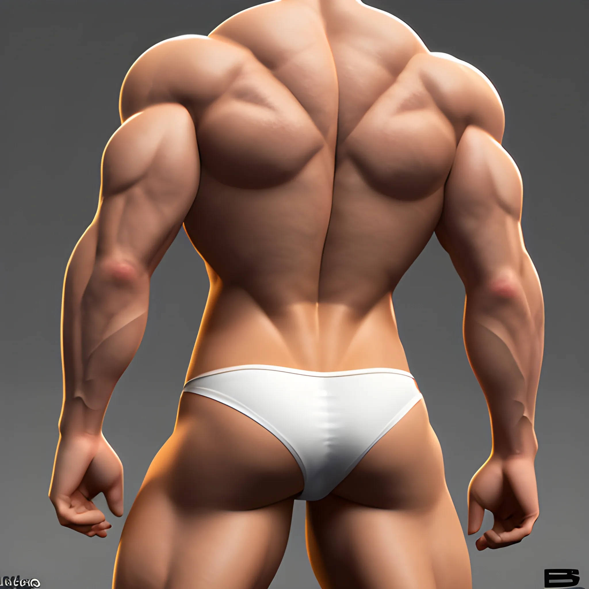 muscle, abs, white, blonde, male ass, shot from front, sexy, 3D, thong