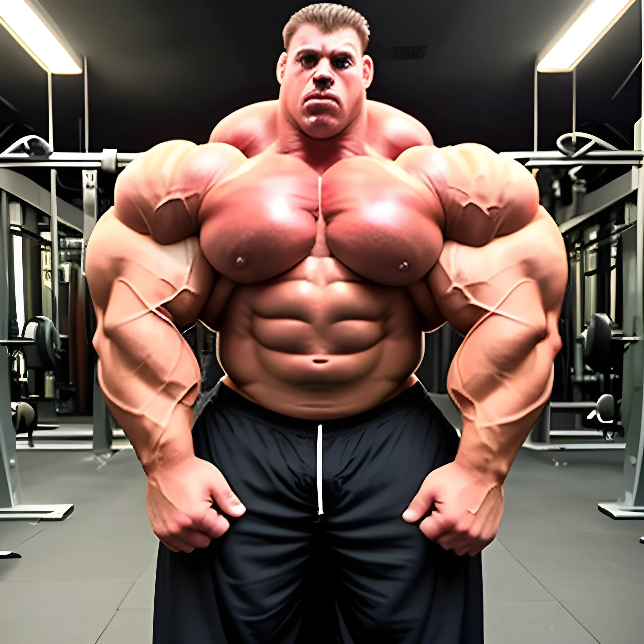 3-meters,  muscle morph, 3000 lbs bodybuilder, gigantic 300 inches biceps, huge biceps, 300 inches enormous triceps, enormous forearms, gigantic traps, 300 inches chest, 