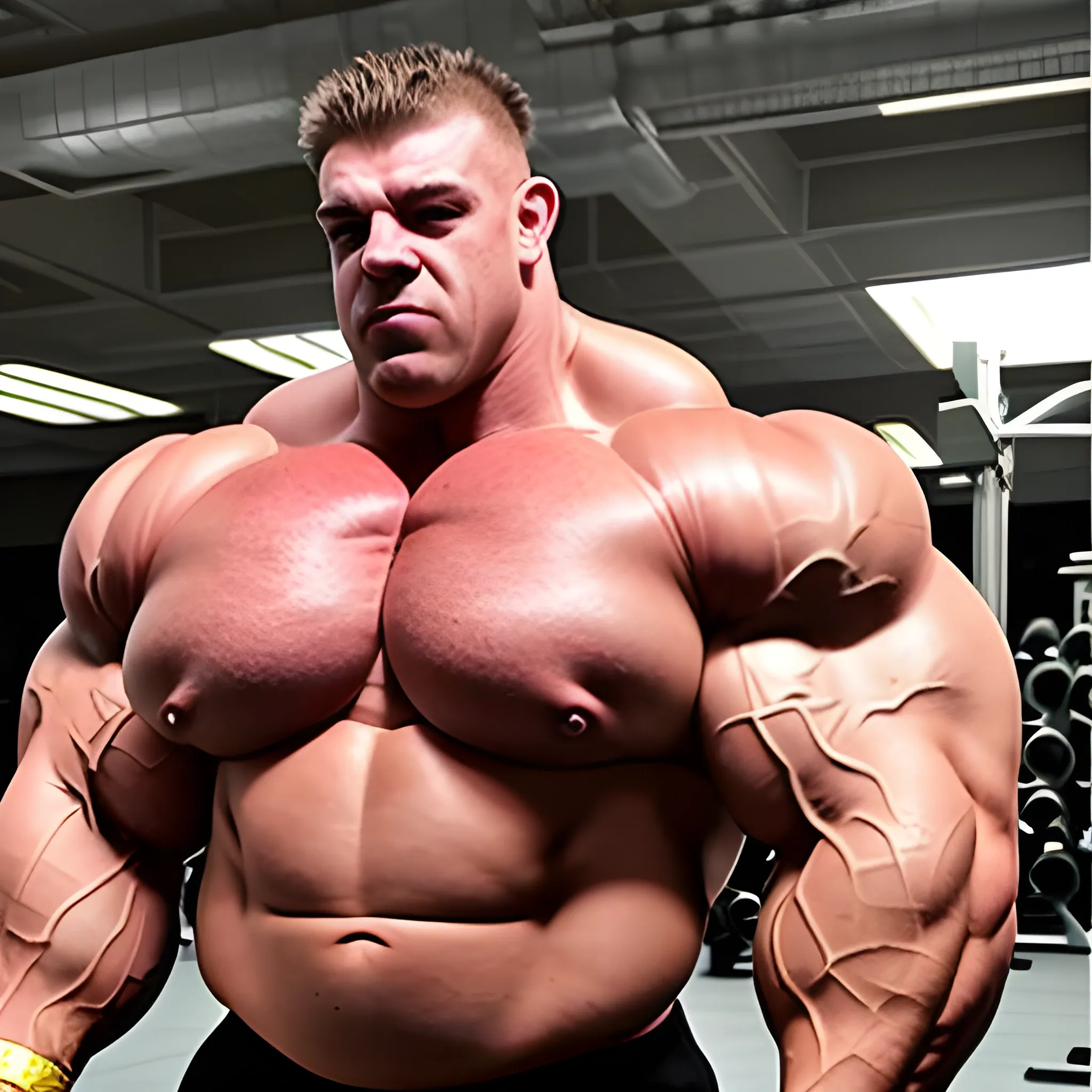 3-meters,  muscle morph, 3000 lbs bodybuilder, gigantic 300 inches biceps, huge biceps, 300 inches enormous triceps, enormous forearms, gigantic traps, 300 inches chest, 