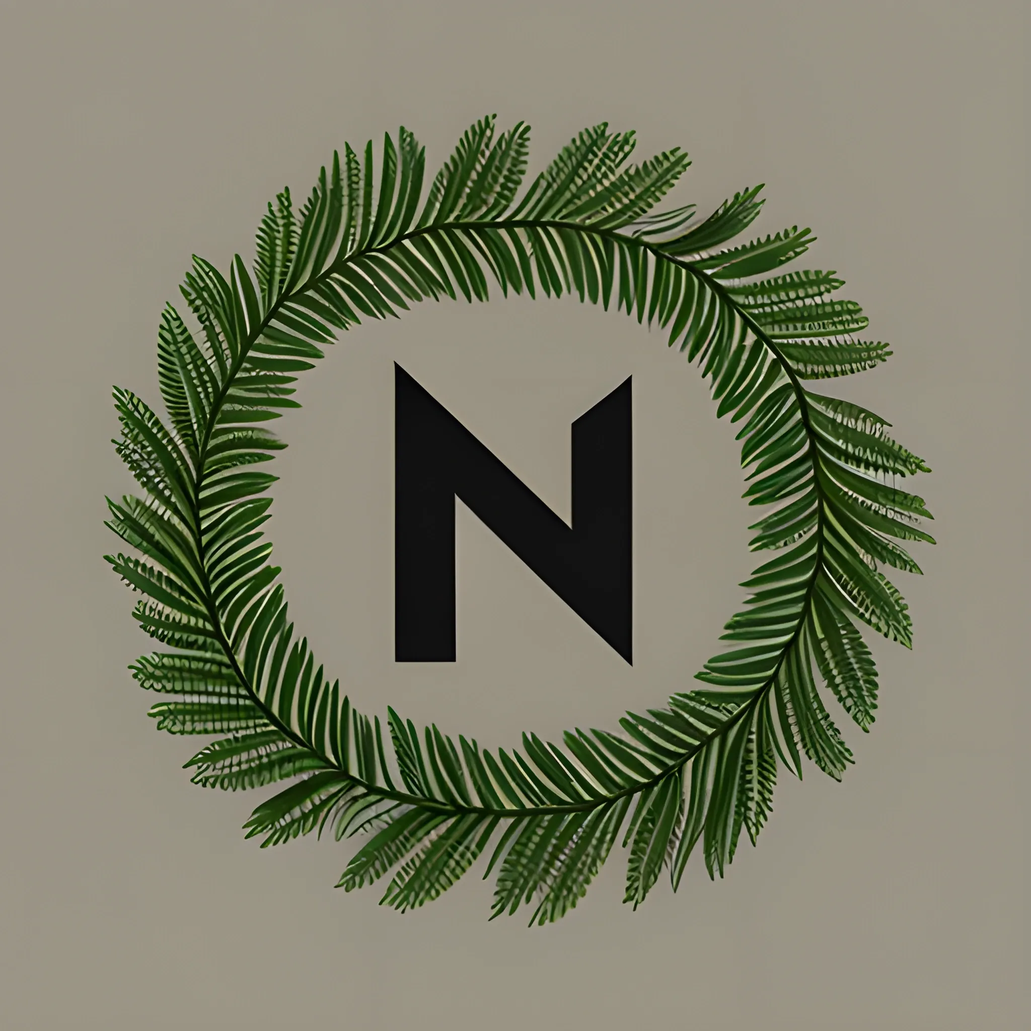 simple logo 'S_N" , modern, simple, artstation, new zealand native, ferns, dark background