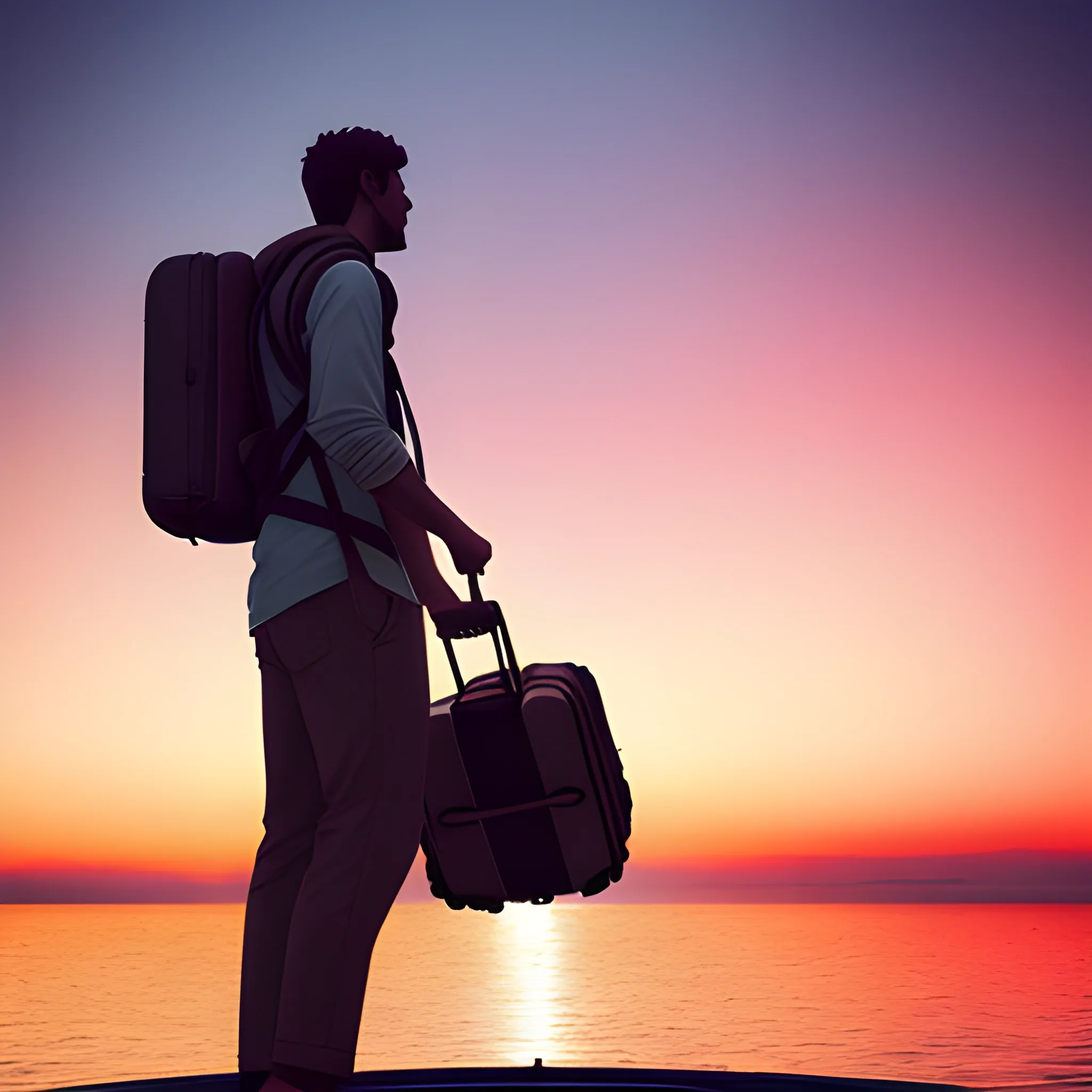 Embark on a journey of freedom and adventure with our captivating mobile wallpaper featuring a man gracefully carrying his luggage towards the airport against a stunning sunset backdrop. As the warm hues of the setting sun paint the sky, an airplane soars majestically overhead, symbolizing the promise of new horizons and exciting destinations. Let this image inspire you to chase your dreams and embrace the thrill of exploration. Download now and elevate your mobile screen with a touch of wanderlust and wanderlust, 3D