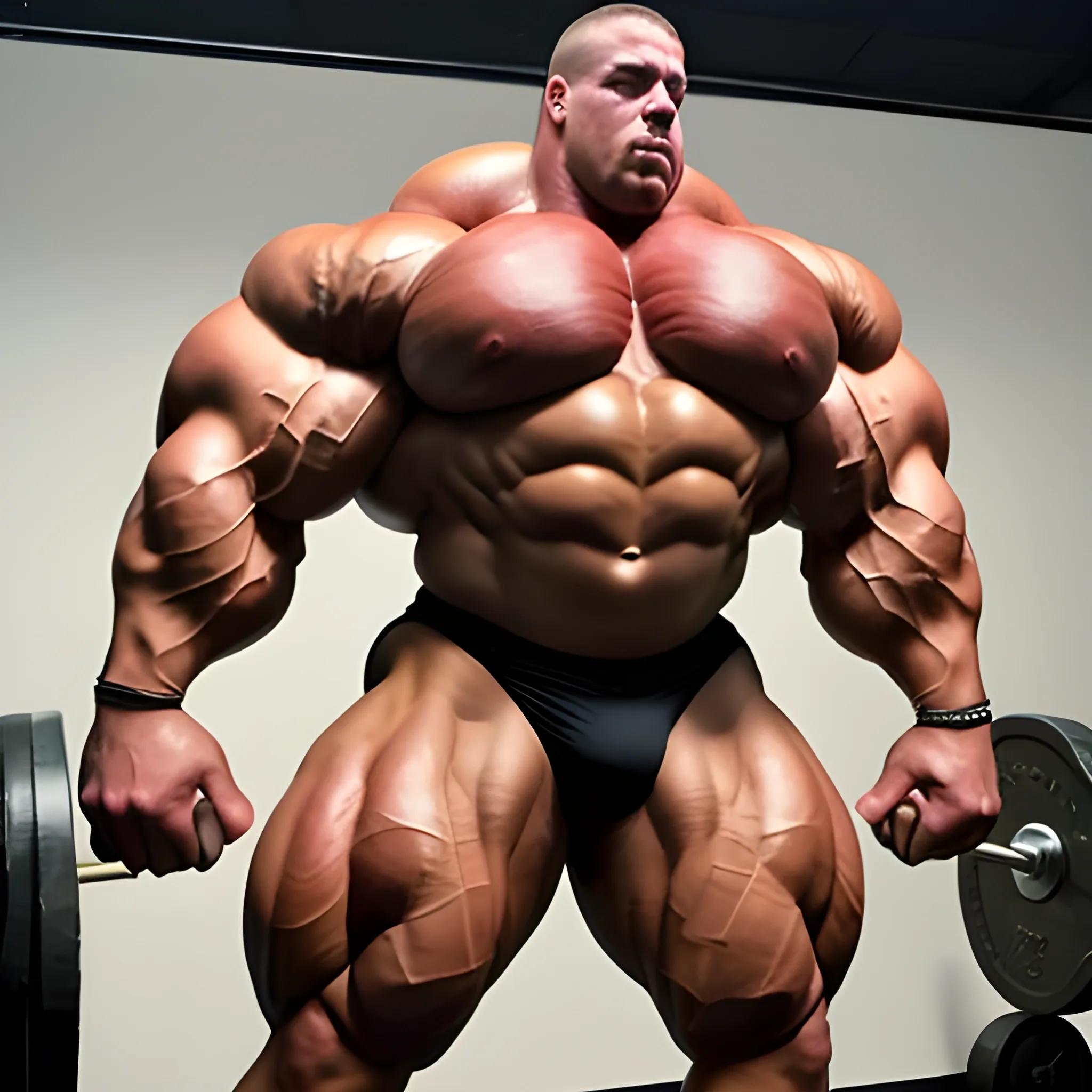 3-meters,  muscle morph, 3000 lbs bodybuilder, gigantic 300 inches biceps, huge biceps, 300 inches enormous triceps, enormous forearms, gigantic traps, 300 inches chest, 