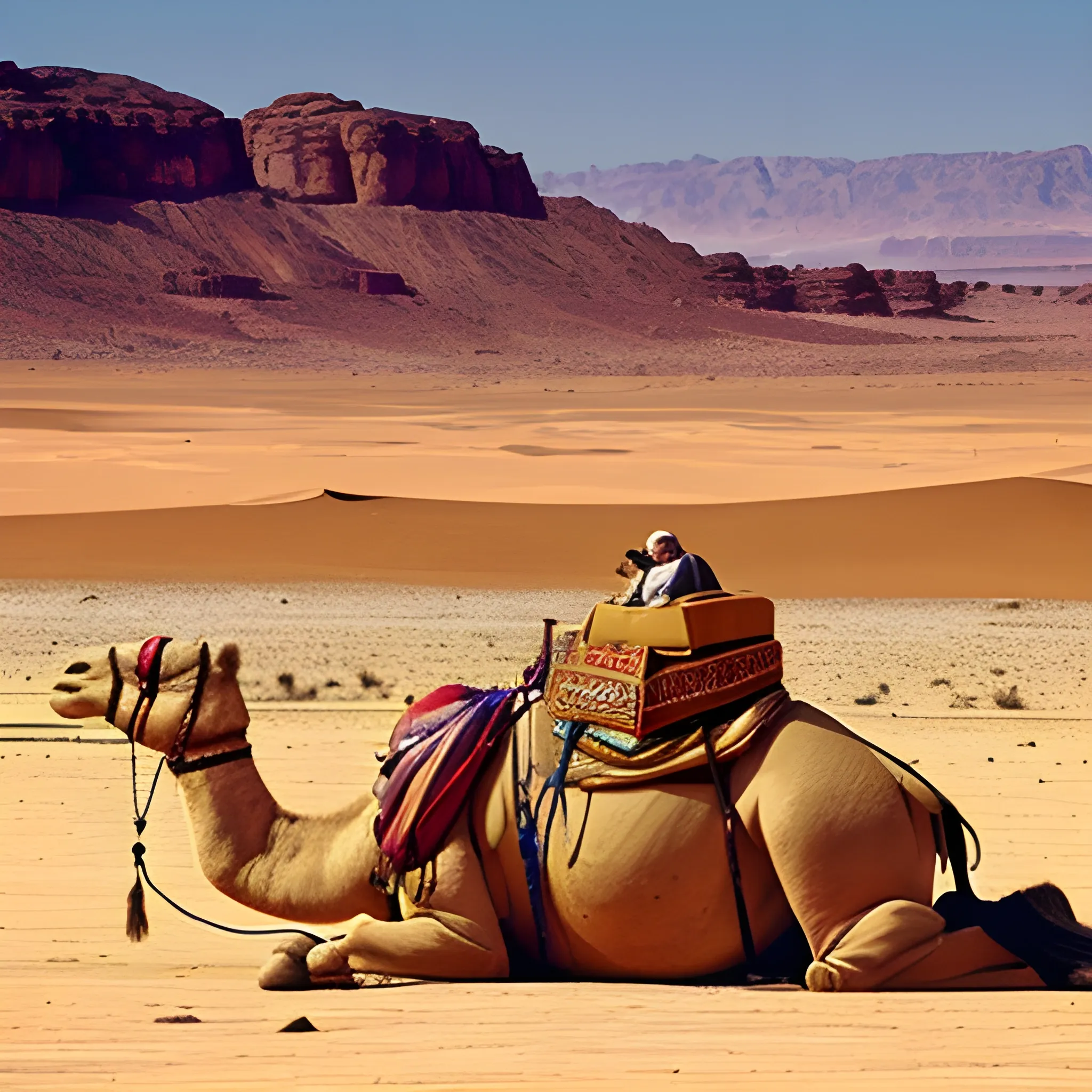 a desert travel with camel picture 
