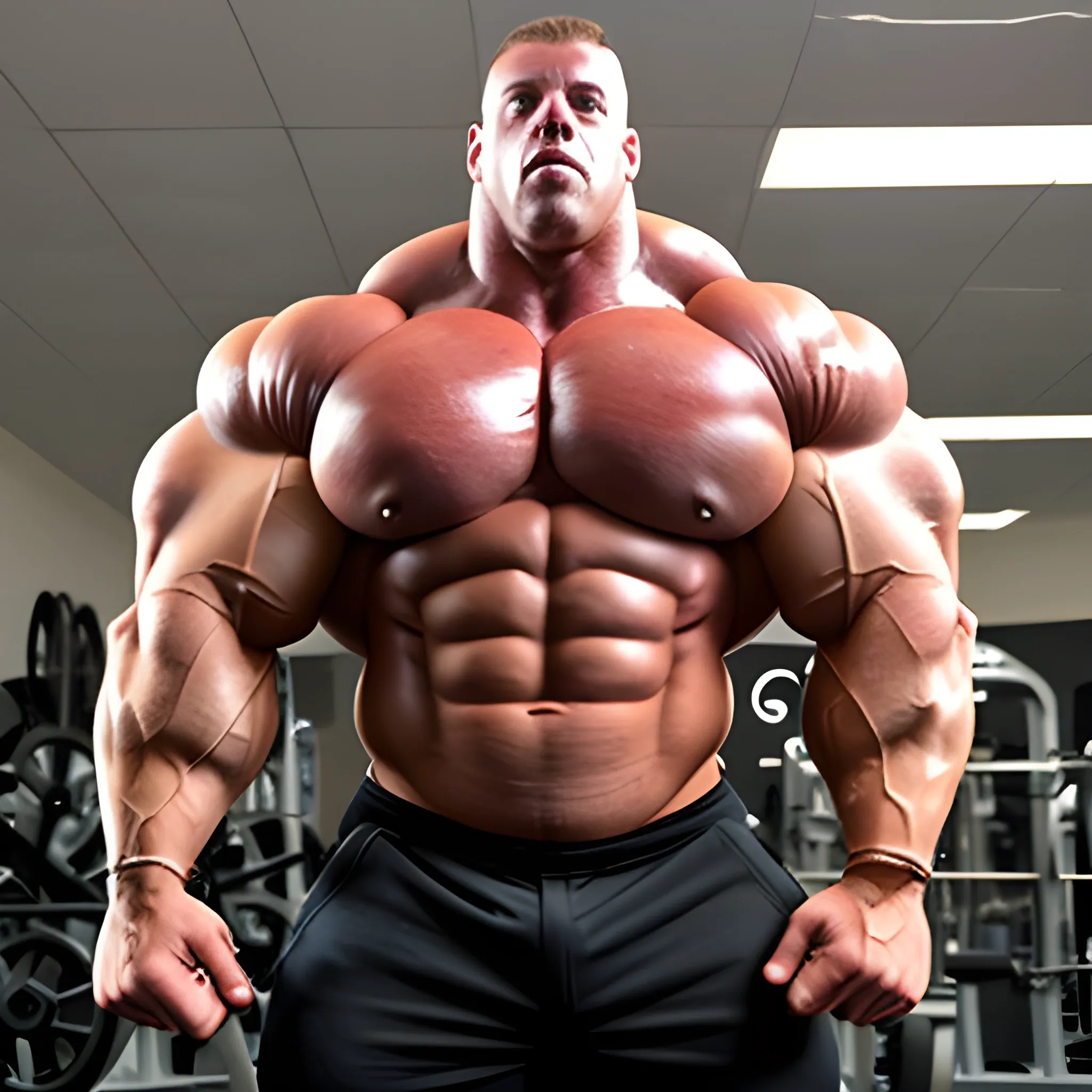 3-meters,  muscle morph, 3000 lbs bodybuilder, gigantic 300 inches biceps, huge biceps, 300 inches enormous triceps, enormous forearms, gigantic traps, 300 inches chest, 