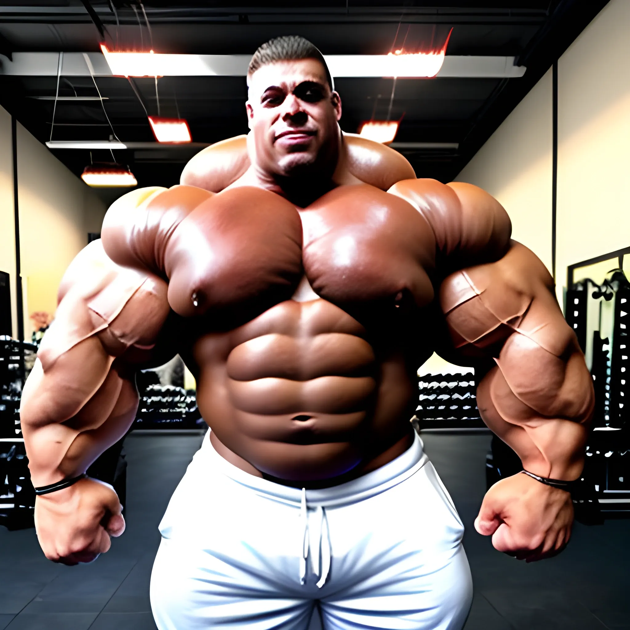 3-meters,  muscle morph, 3000 lbs bodybuilder, gigantic 300 inches biceps, huge biceps, 300 inches enormous triceps, enormous forearms, gigantic traps, 300 inches chest, 