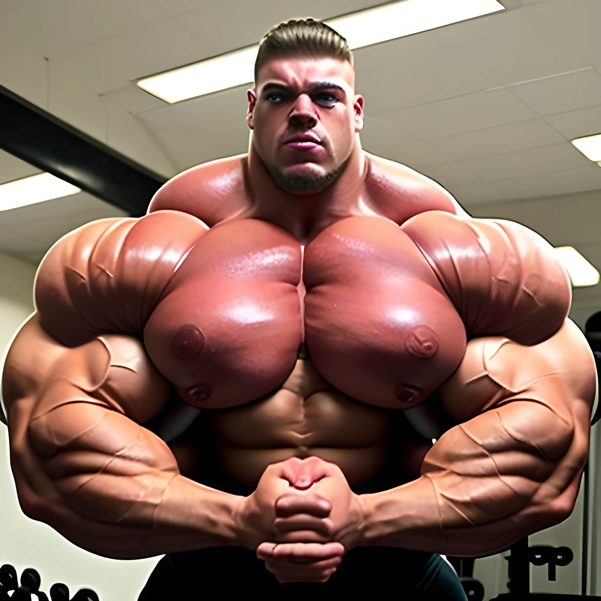 3-meters,  muscle morph, 3000 lbs bodybuilder, gigantic 300 inches biceps, huge biceps, 300 inches enormous triceps, enormous forearms, gigantic traps, 300 inches chest, 