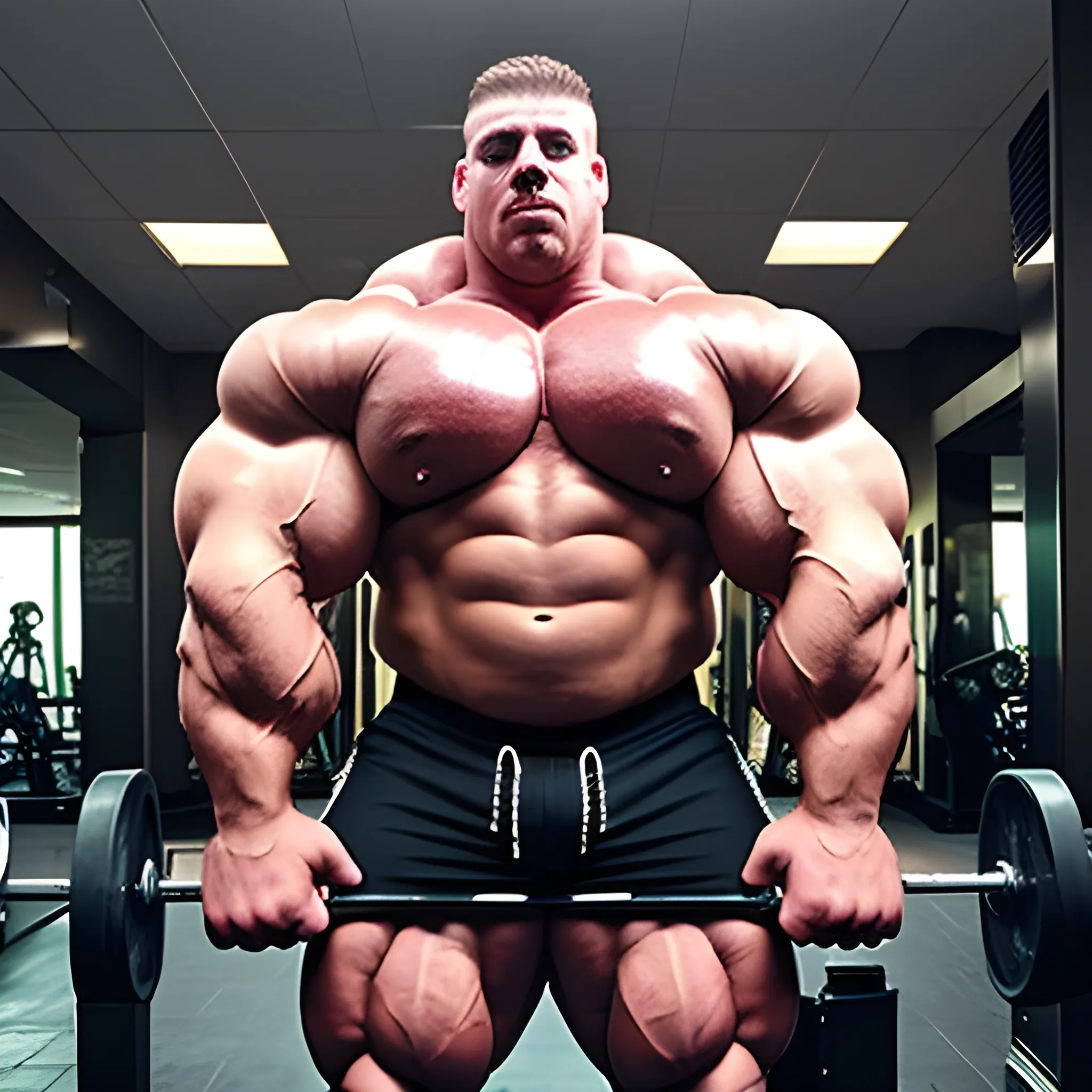 3-meters,  muscle morph, 3000 lbs bodybuilder, gigantic 300 inches biceps, huge biceps, 300 inches enormous triceps, enormous forearms, gigantic traps, 300 inches chest, 