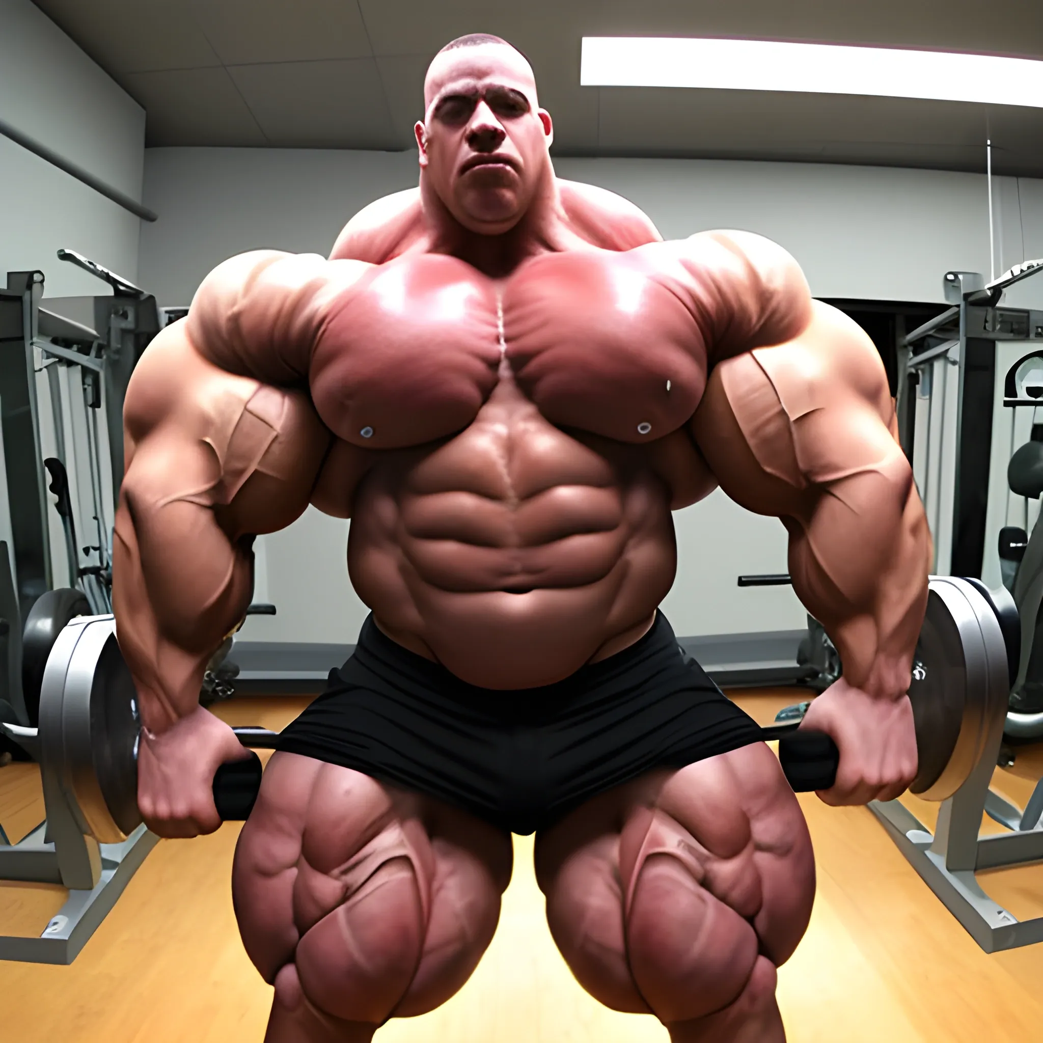 3-meters,  muscle morph, 3000 lbs bodybuilder, gigantic 300 inches biceps, huge biceps, 300 inches enormous triceps, enormous forearms, gigantic traps, 300 inches chest, 