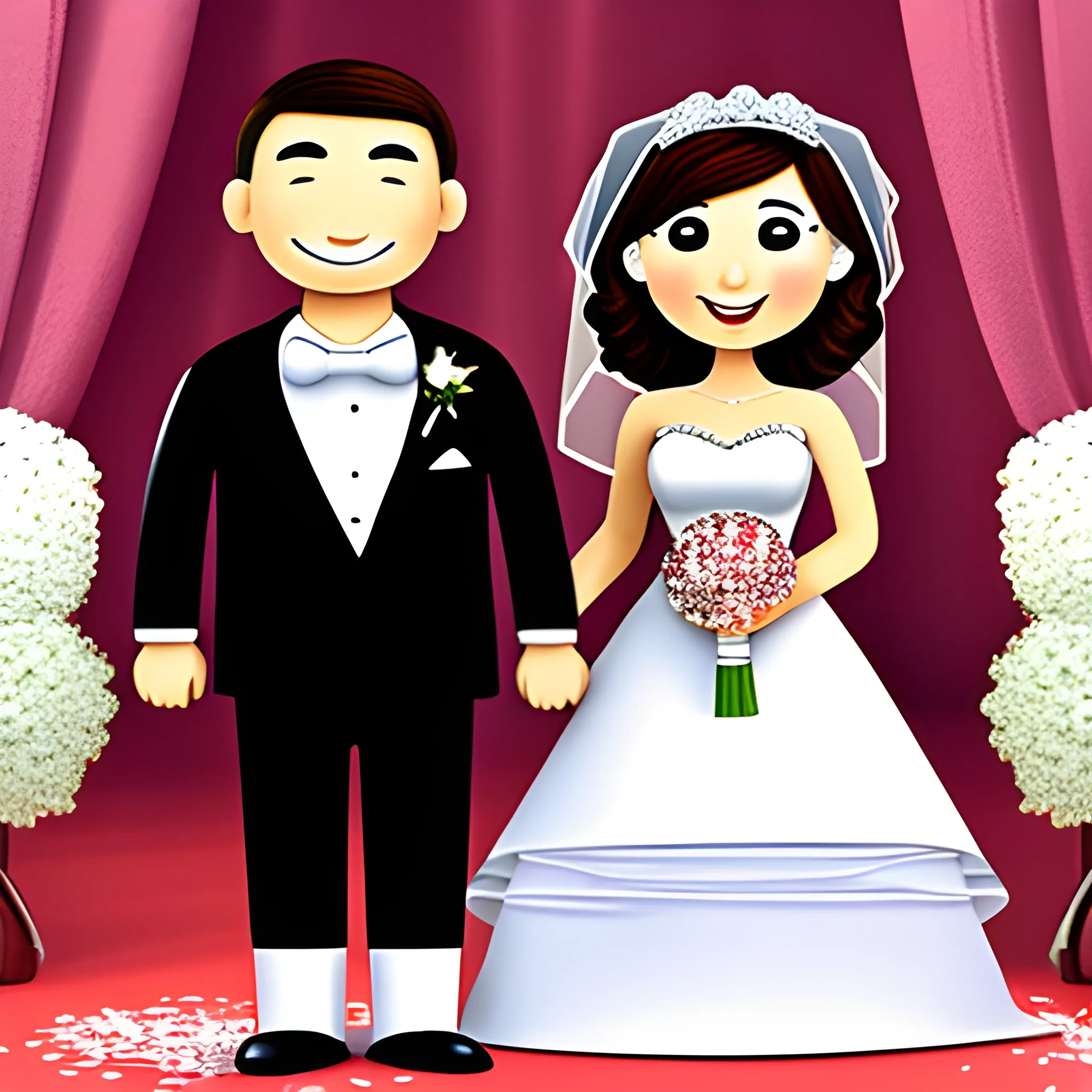 Wedding couple, high detail,, Cartoon