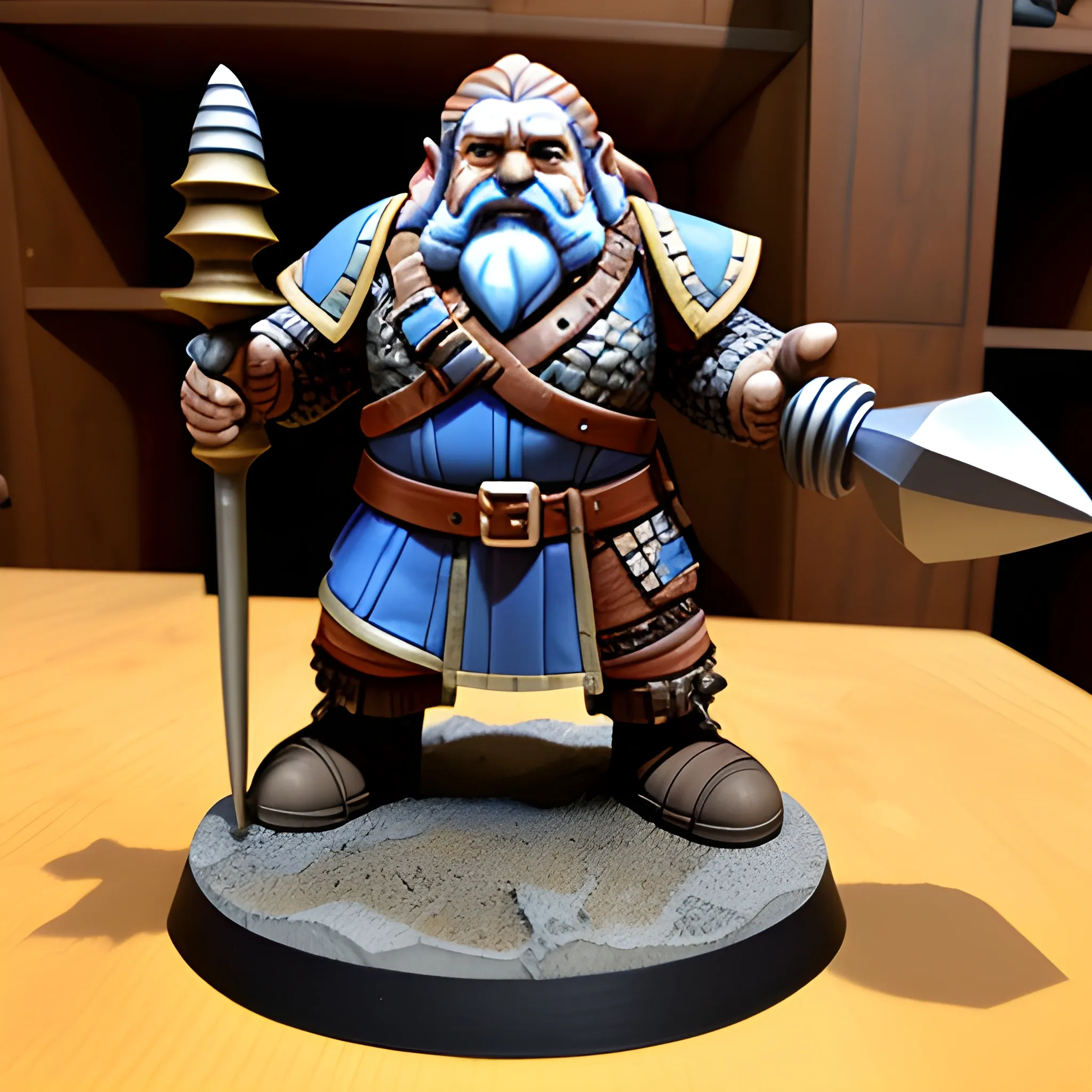 dnd dwarf artificer 4foot 8inches with a warhammer bigger than him wearing scale mail