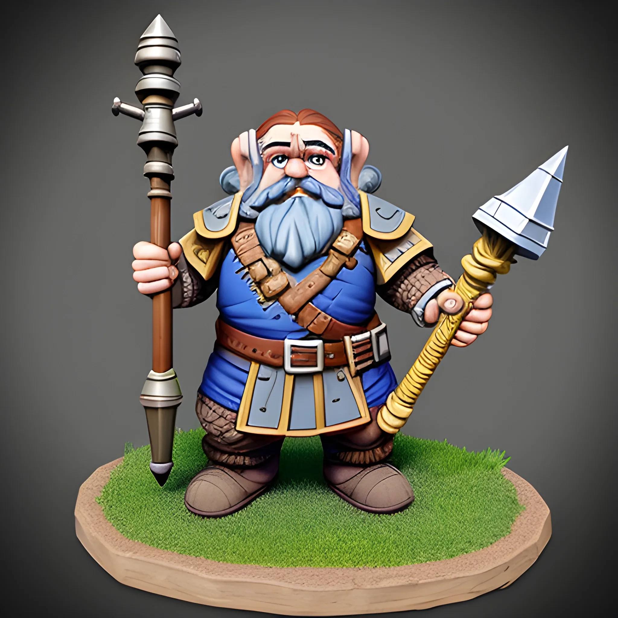 dnd dwarf artificer 4foot 8inches with a warhammer bigger than him wearing scale mail, 3D, Cartoon, Cartoon, Cartoon, Cartoon, Cartoon, Cartoon