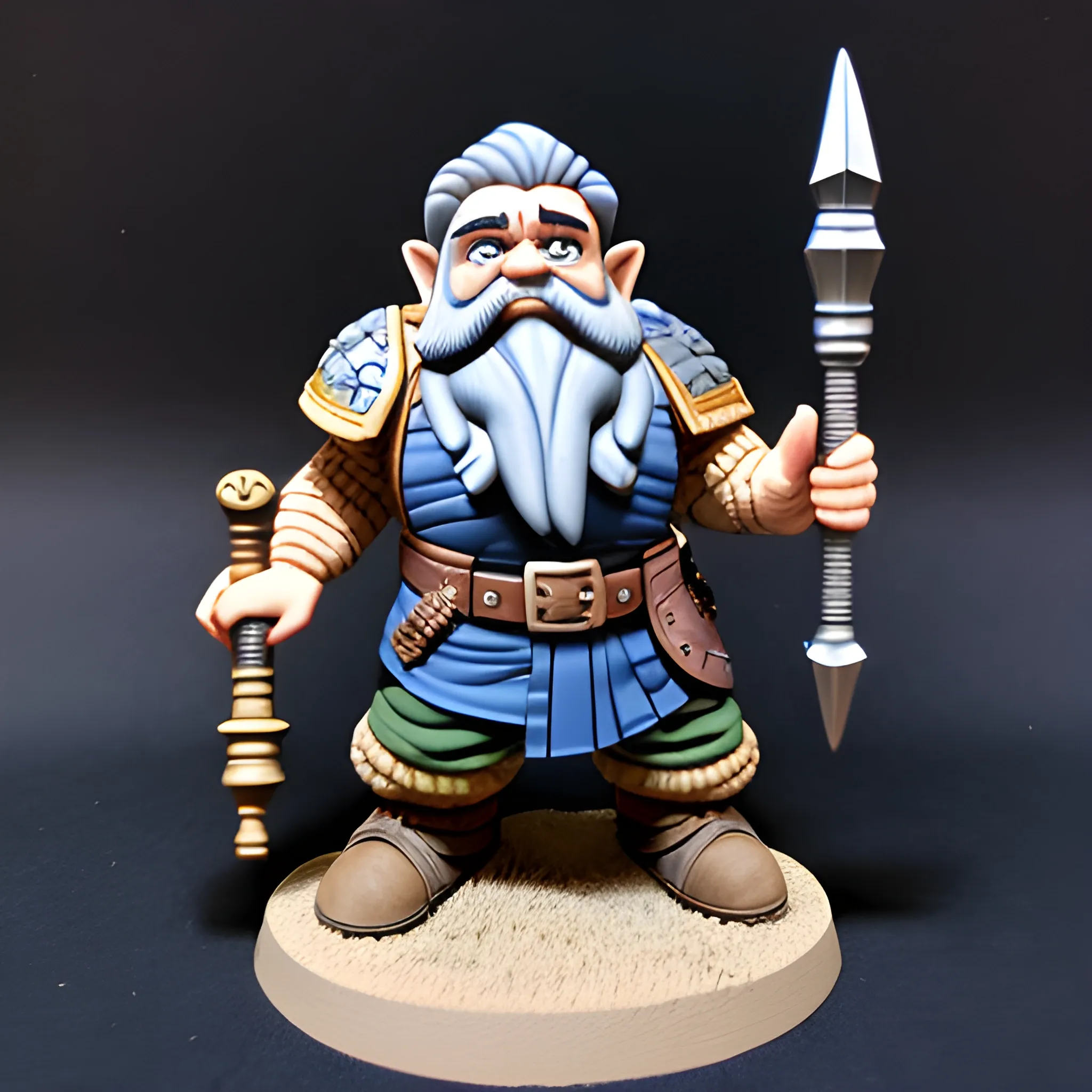 dnd dwarf artificer 4foot 8inches with a warhammer bigger than him wearing scale mail, Cartoon