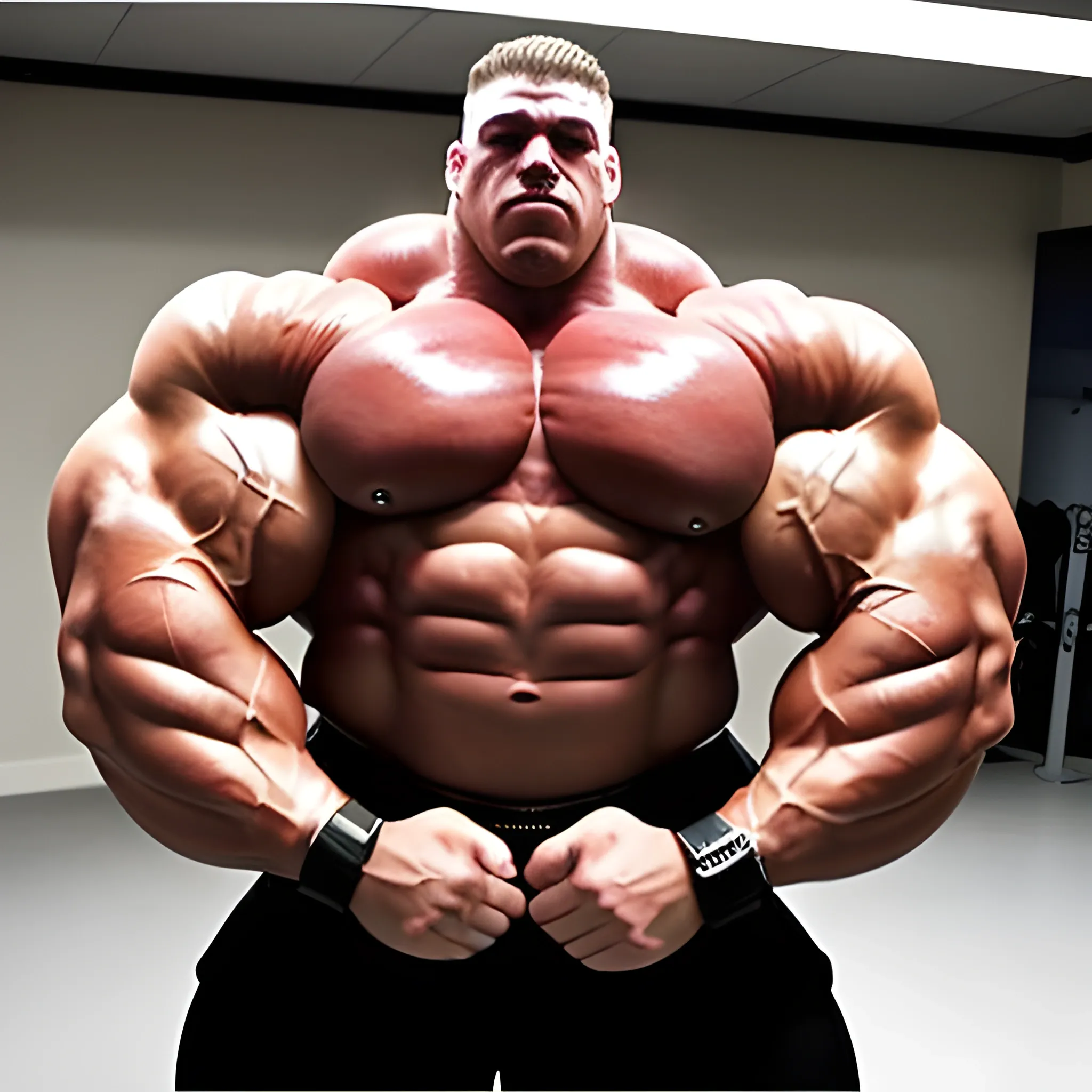 3-meters,  muscle morph, 3000 lbs bodybuilder, gigantic 300 inches biceps, huge biceps, 300 inches enormous triceps, , gigantic traps, 300 inches chest, 