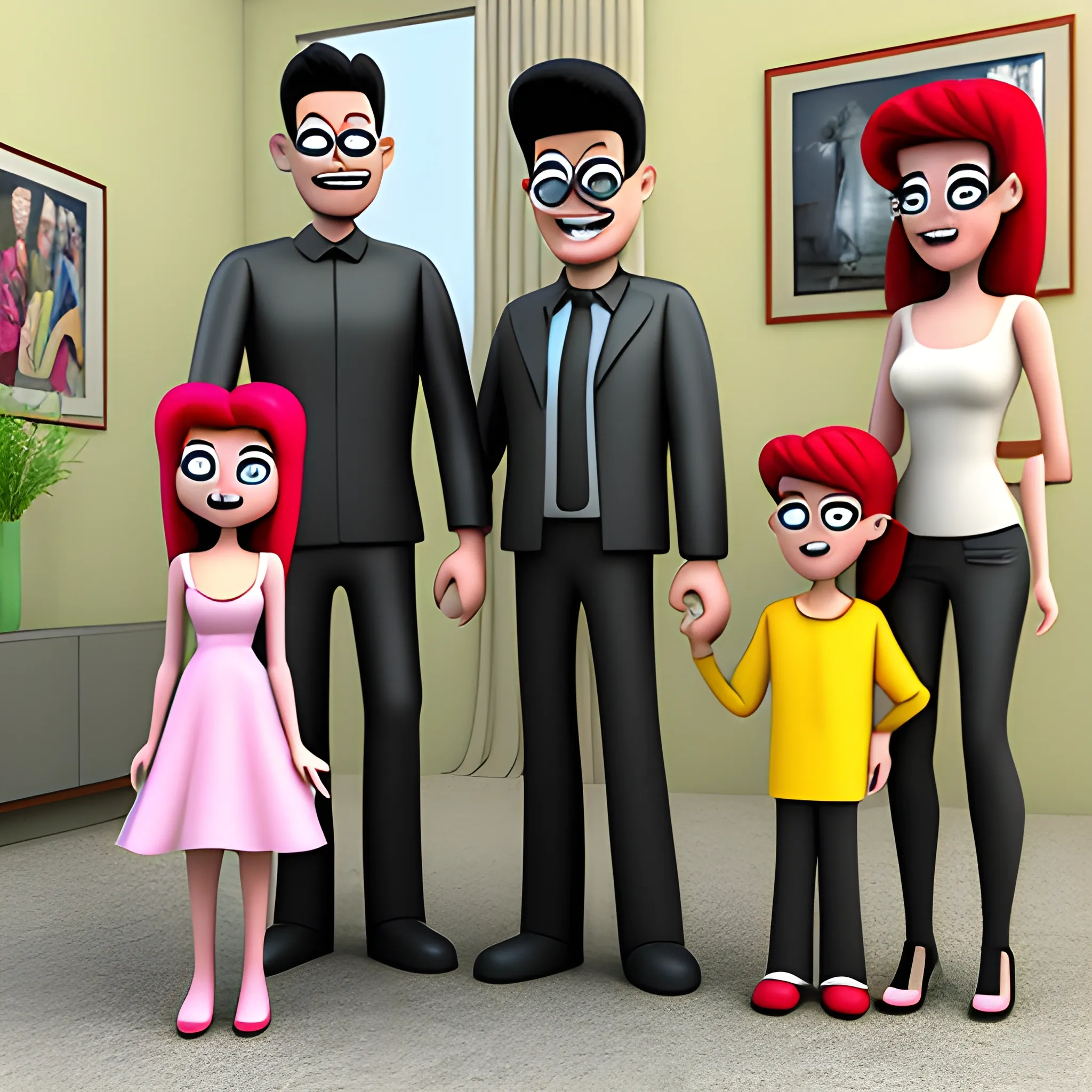 bad family, Cartoon, 3D