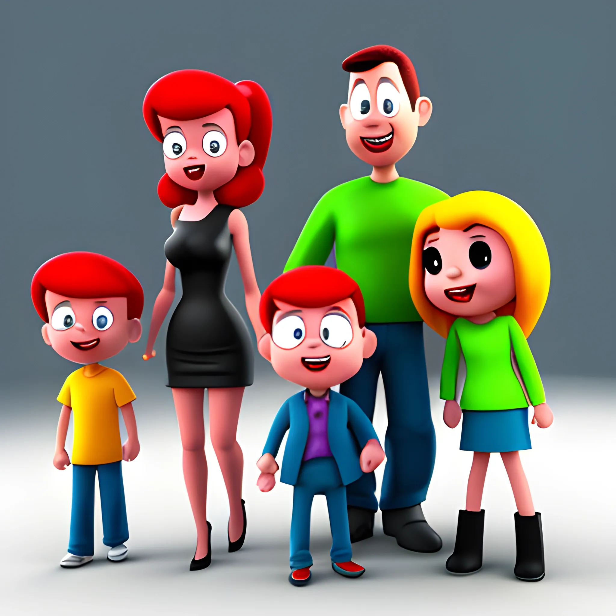 bad family, Cartoon, 3D