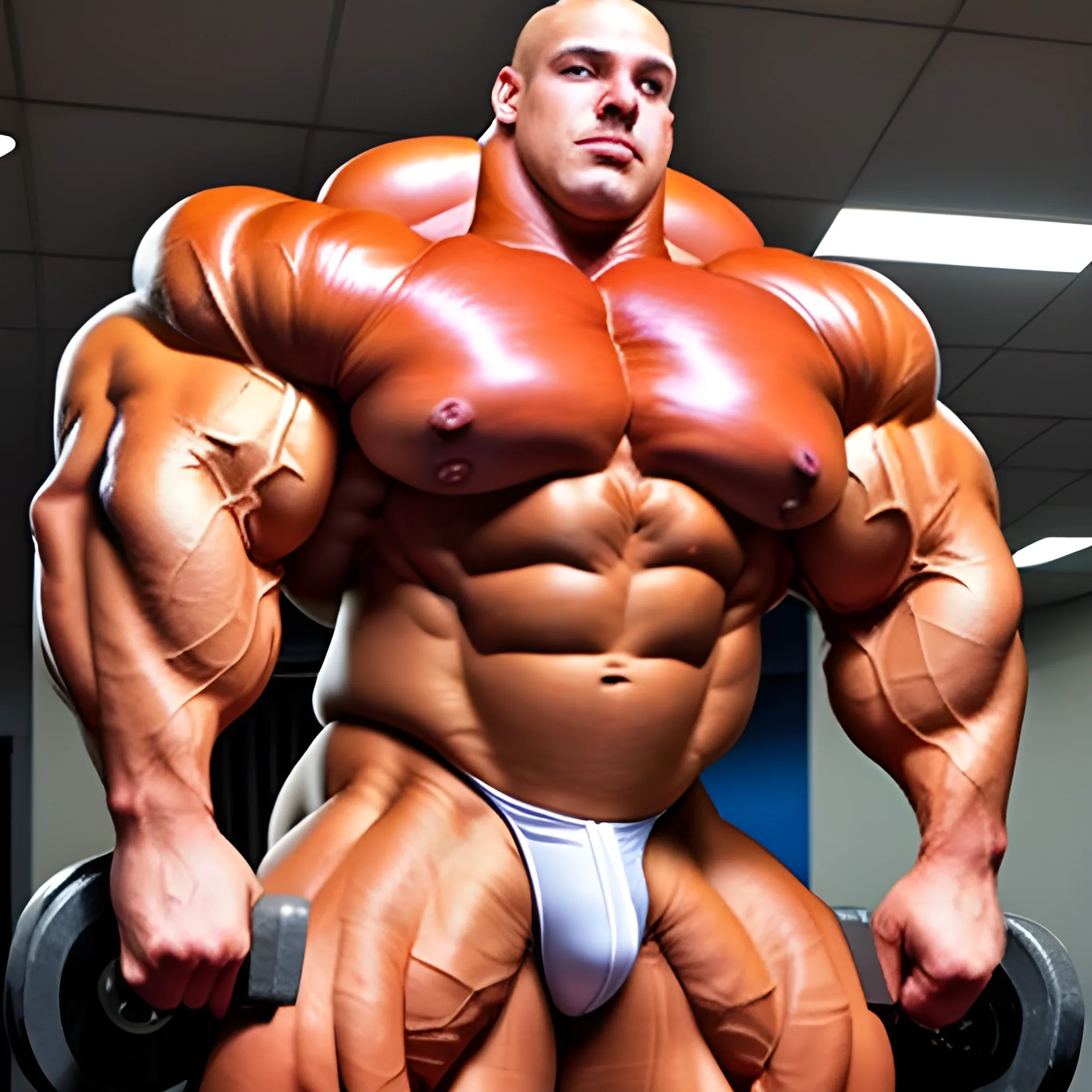 3-meter bodybuilder with a beautiful muscle morph, flex their massive 3000 lbs, BODY MONSTER MUSCLE, big bulge,
