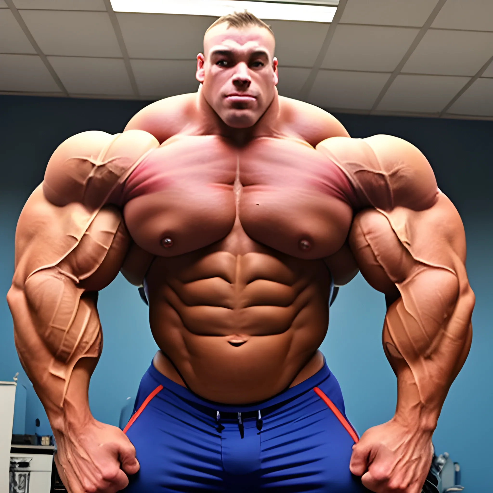 3 meter bodybuilder with a beautiful muscle morph, flex their massive 3000 lbs, BODY MONSTER MUSCLE, big bulge,