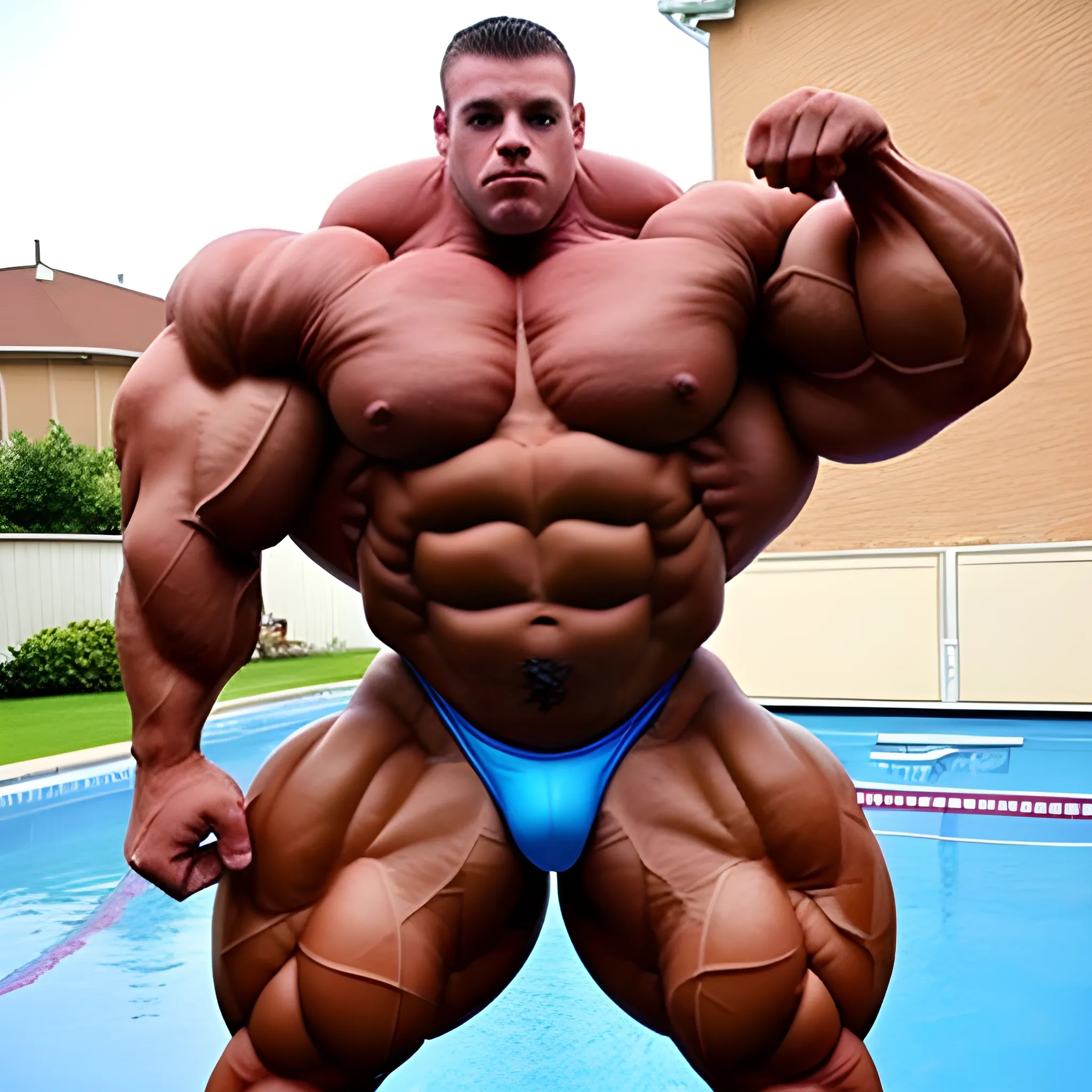 3 meter bodybuilder with a beautiful muscle morph, flex their massive 3000 lbs, BODY MONSTER MUSCLE, big bulge,