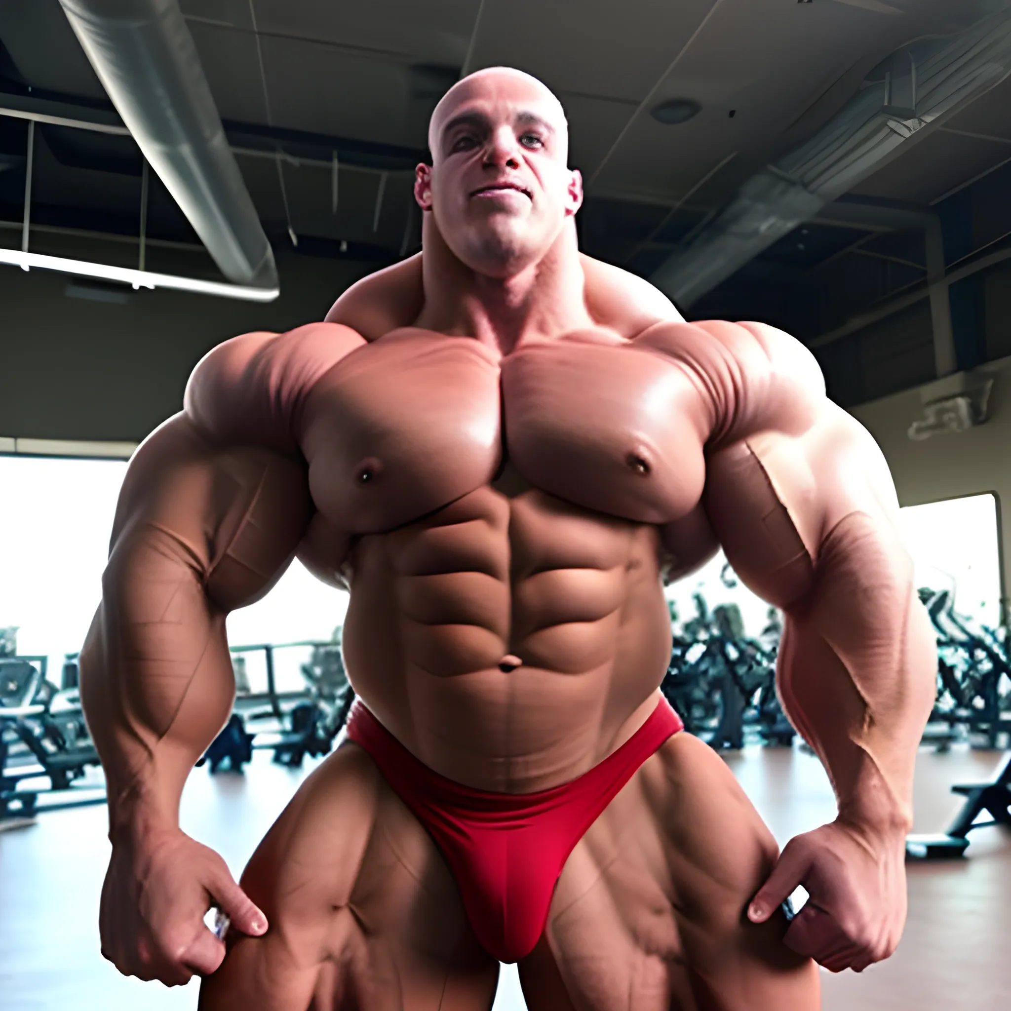3 meter bodybuilder with a beautiful muscle morph, flex their massive 3000 lbs, BODY MONSTER MUSCLE, big bulge,