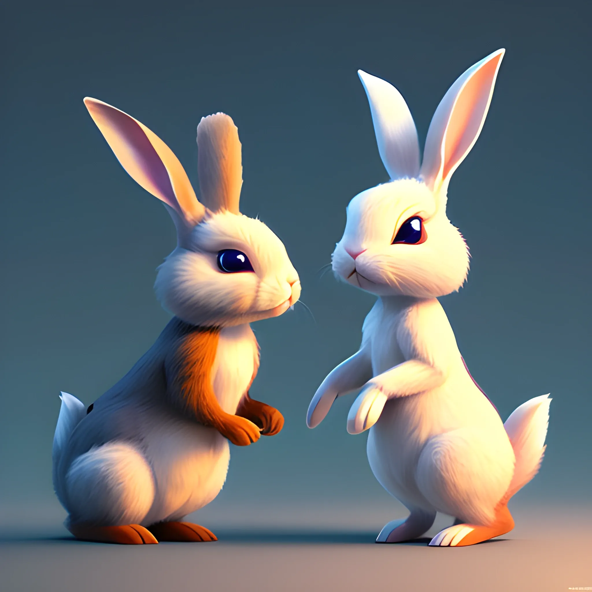 rabbit playing with kids, painting a canvas, cute, pixar, photorealism 4 k, octane render, clean design, beautiful light 