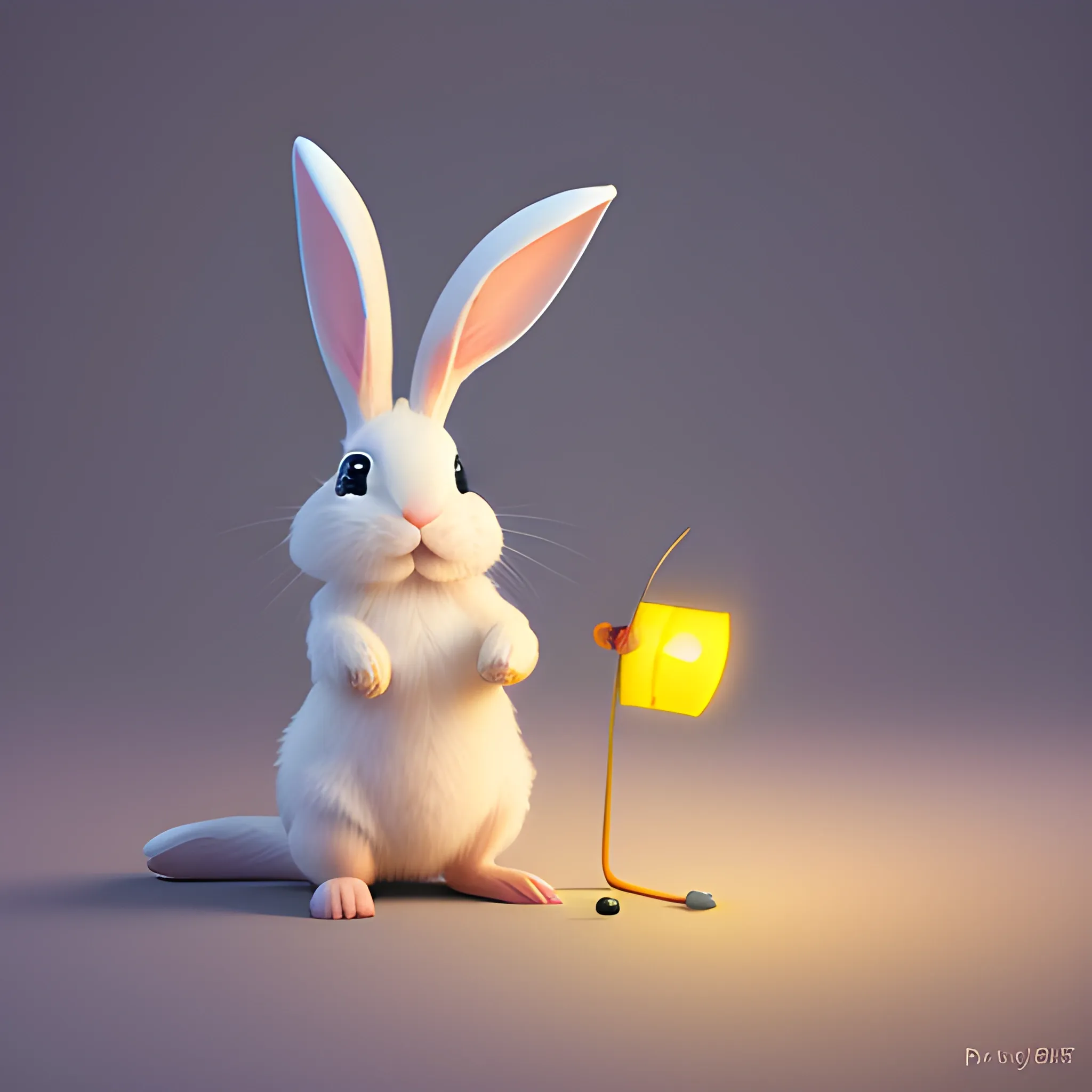 happy rabbit playing, painting a canvas, cute, pixar, photorealism 4k, octane render, clean design, beautiful light