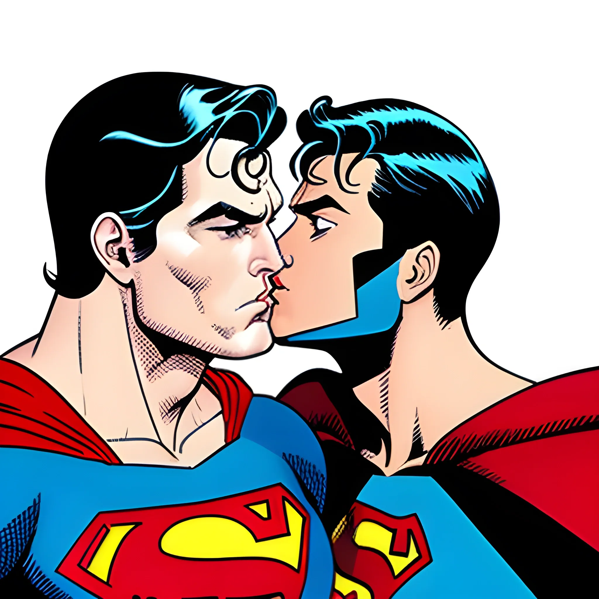 superman dandose un beso con batman hiperralista