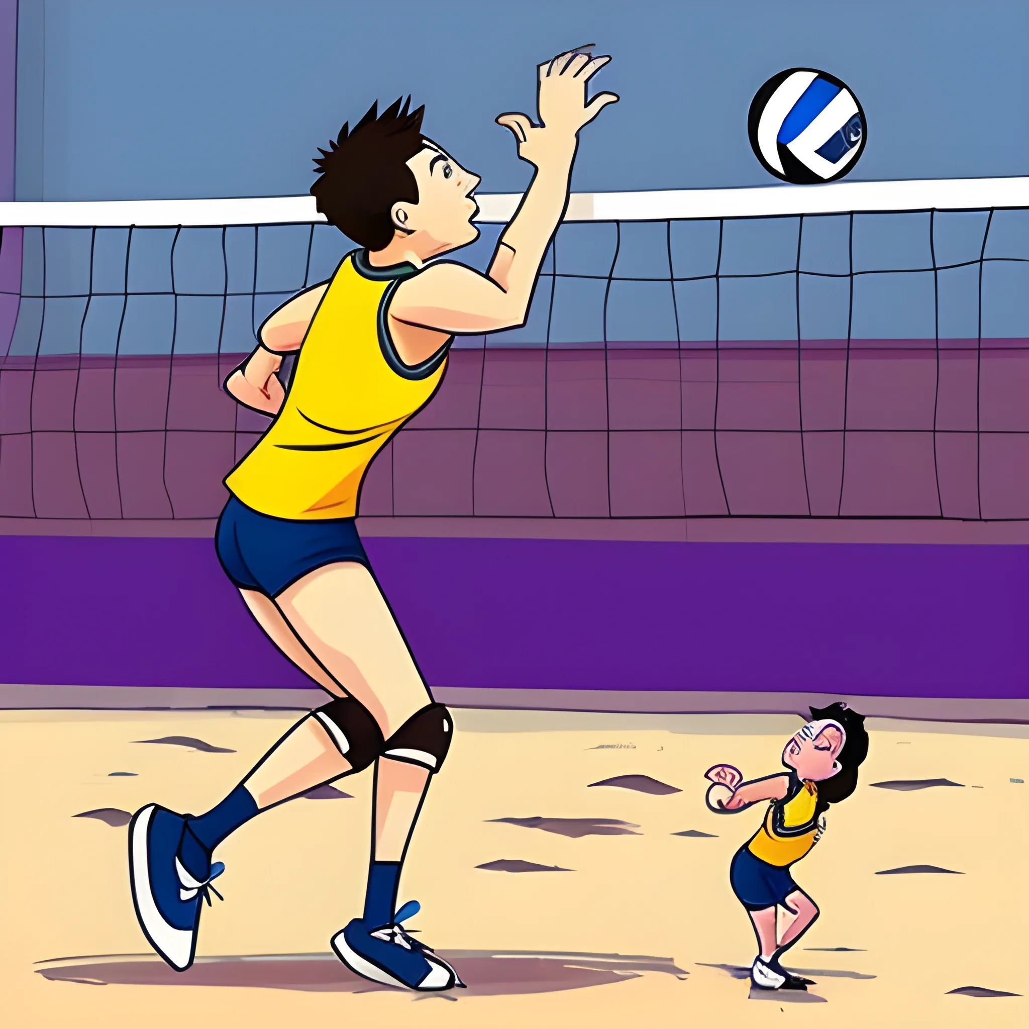 A18 jugando a volleyball, Cartoon