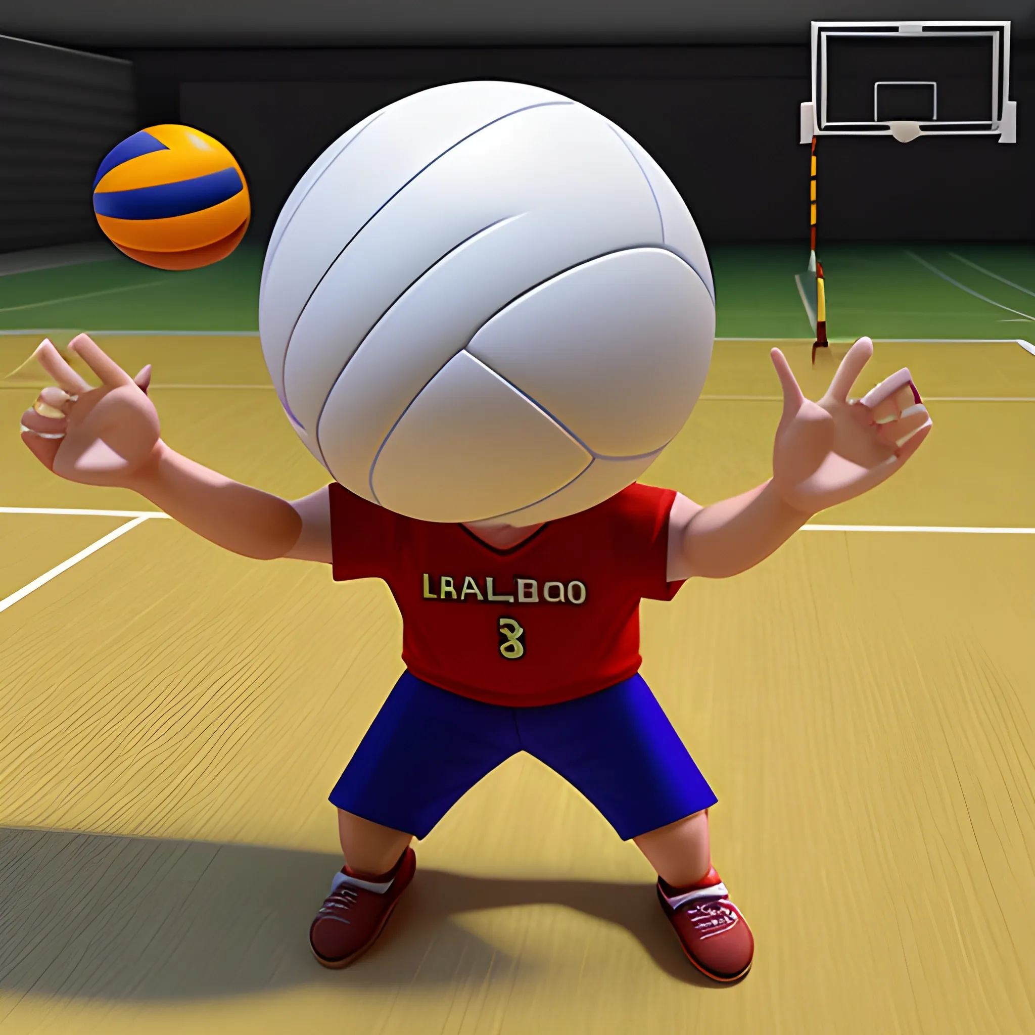 el personaje de dragonbal llamado A18, jugando a volleyball, Cartoon, 3D