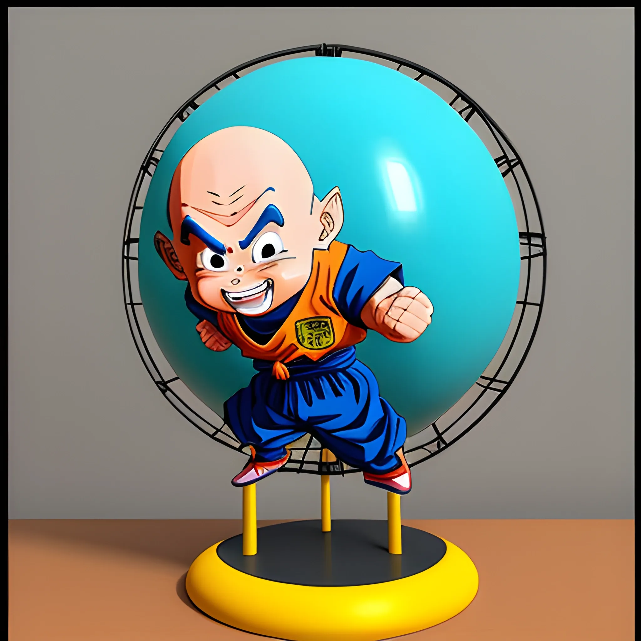 'El personaje de Dragon Ball llamado A18, jugando al vóleibol, caricatura, 3D.'
