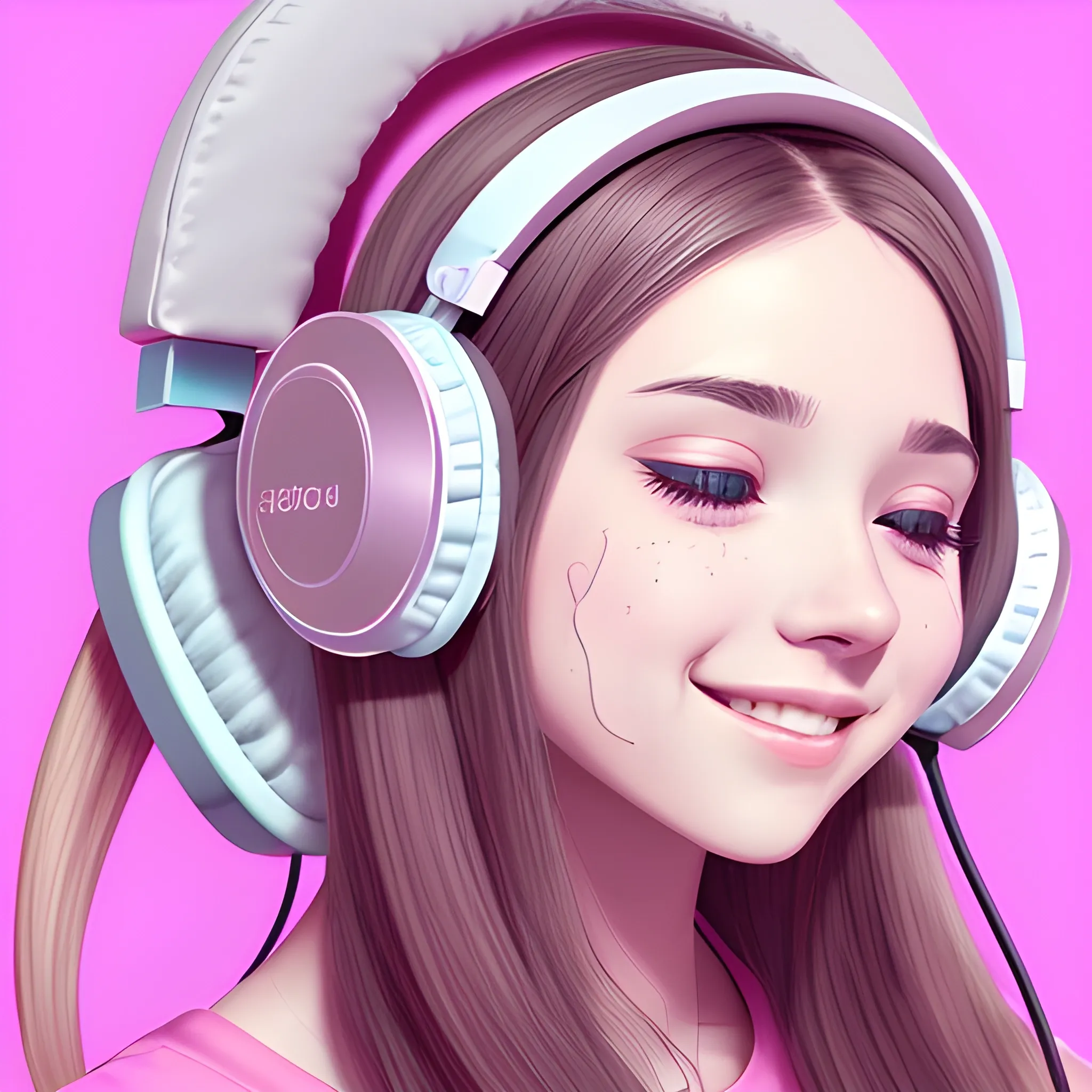 Cute Female headphones music