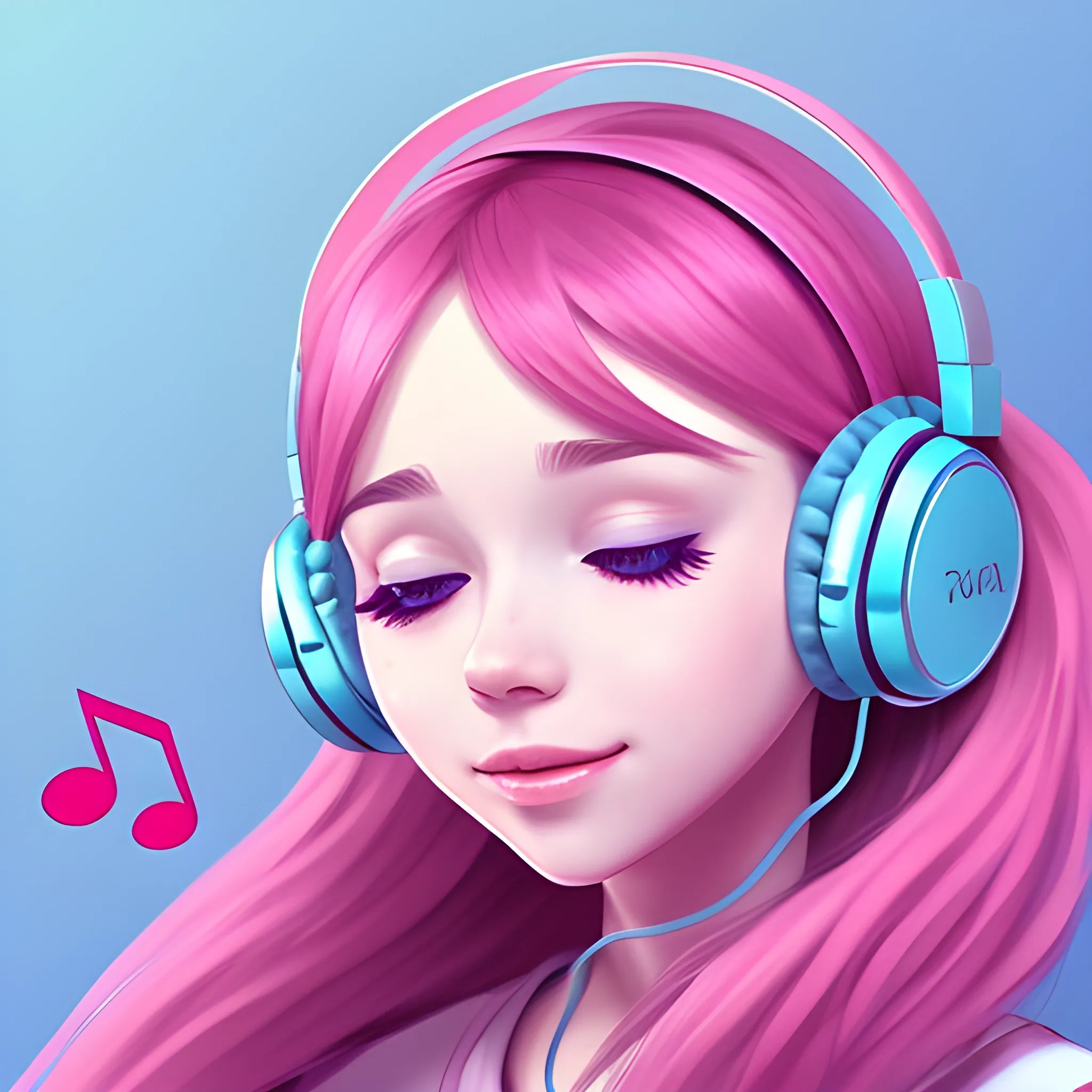 Cute Female headphones music